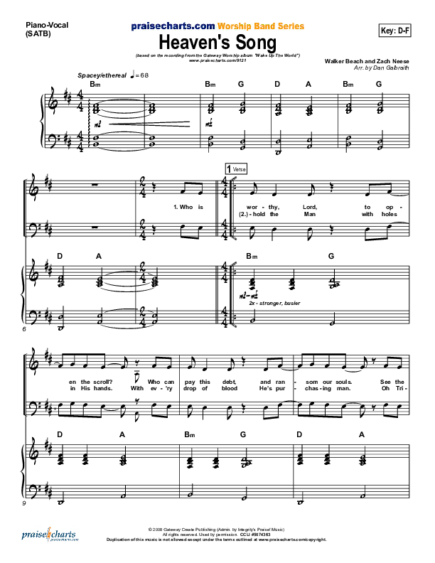 Heaven's Song Piano/Vocal (Gateway Worship)