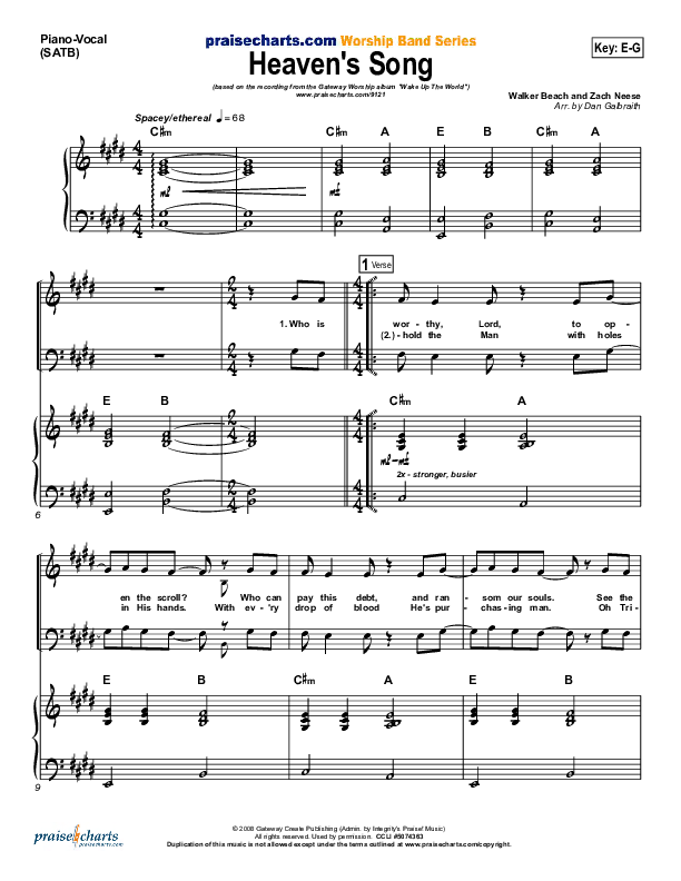 Heaven's Song Lead & Piano (Gateway Worship)