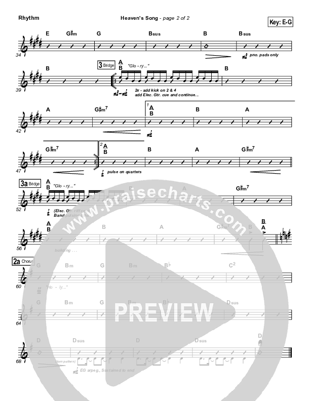 Heaven's Song Rhythm Chart (Gateway Worship)