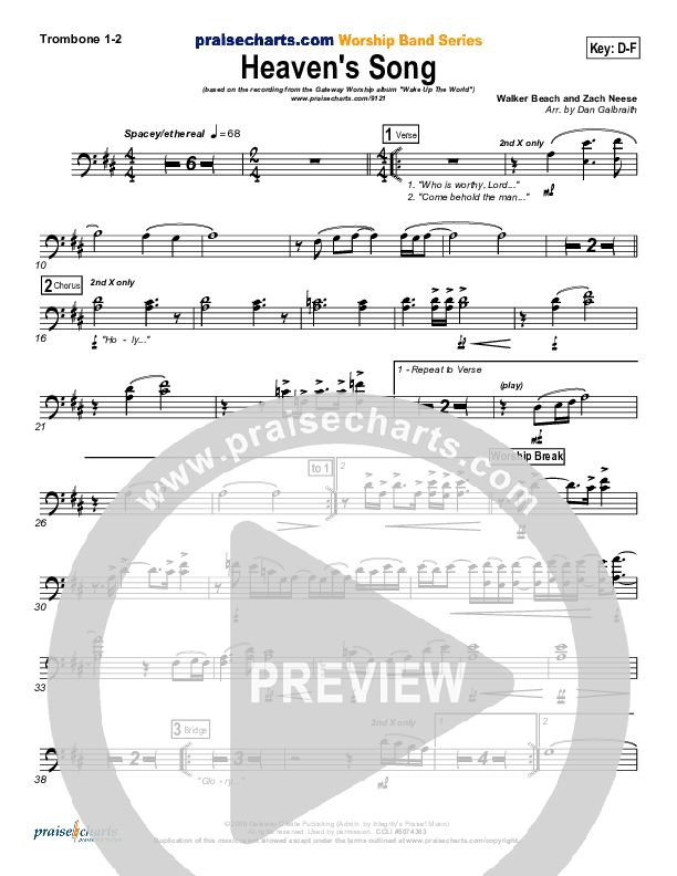 Heaven's Song Trombone 1/2 (Gateway Worship)
