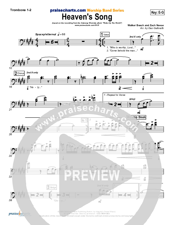 Heaven's Song Trombone 1/2 (Gateway Worship)