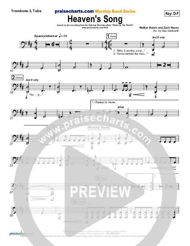 Heaven's Song Trombone 3/Tuba (Gateway Worship)