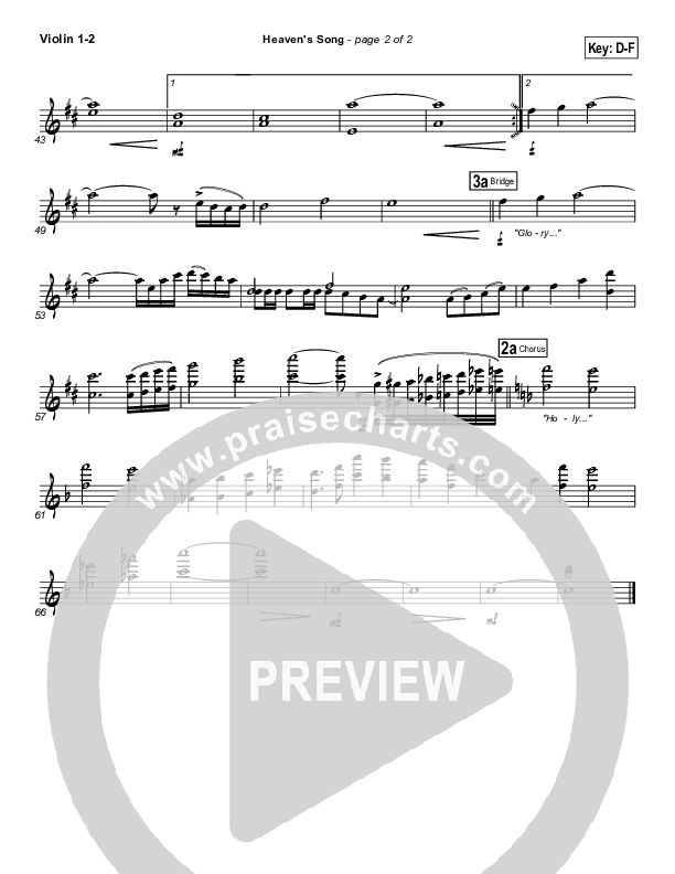 Heaven's Song Violin 1/2 (Gateway Worship)