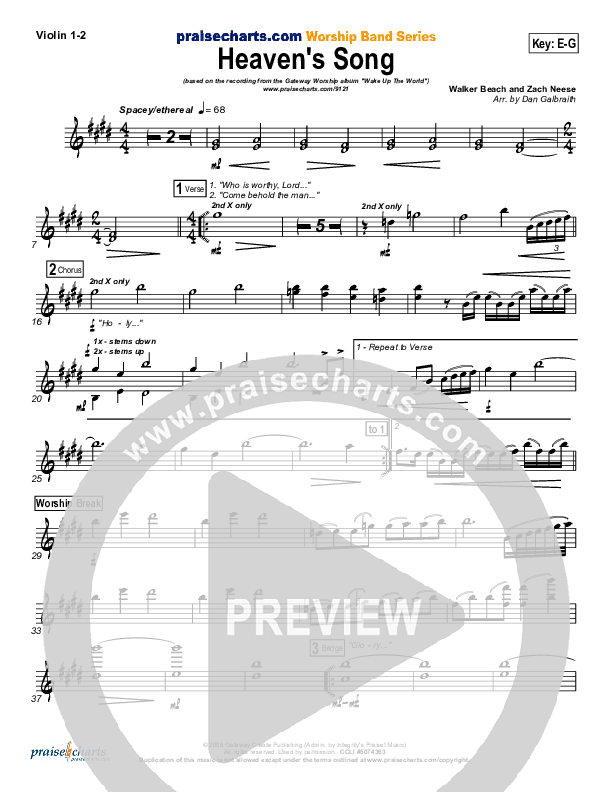 Heaven's Song Violin 1/2 (Gateway Worship)