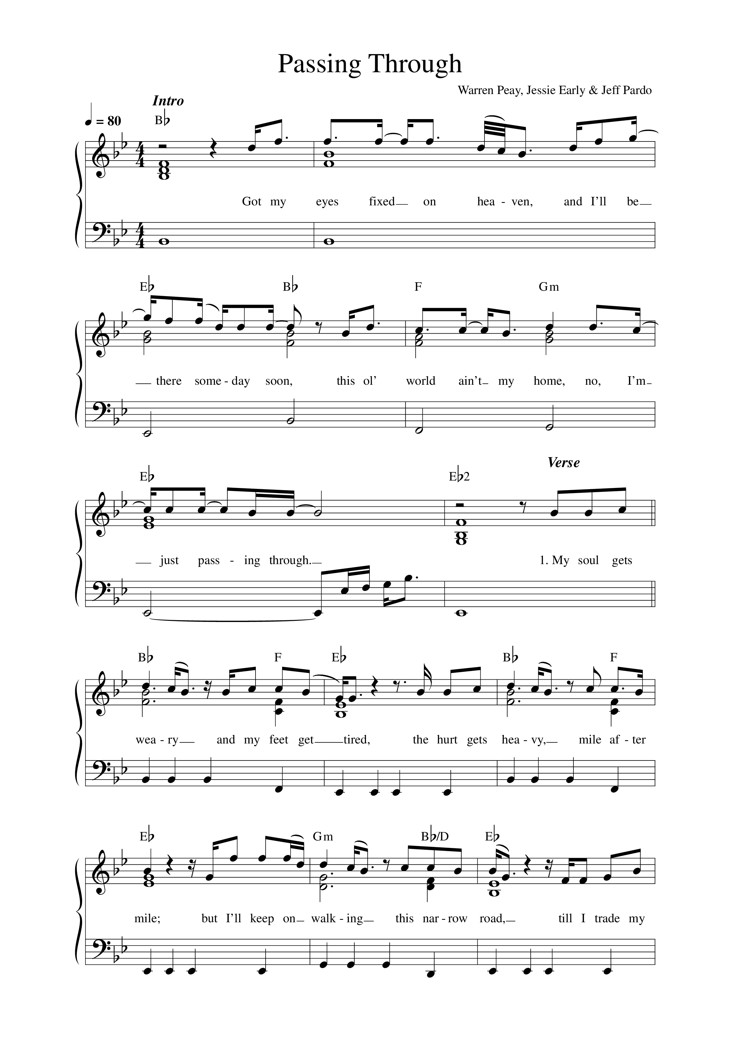 Passing Through Lead Sheet Melody (Warren Peay)