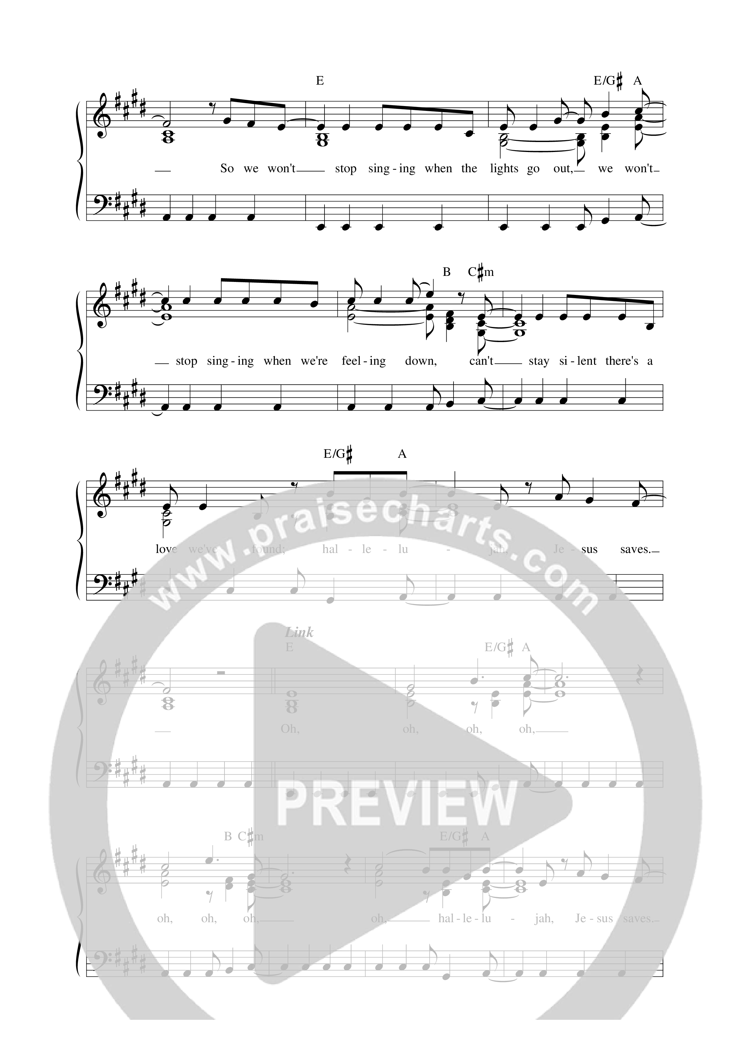 Hallelujah Jesus Saves Lead Sheet Melody (KXC / Brenton Brown)