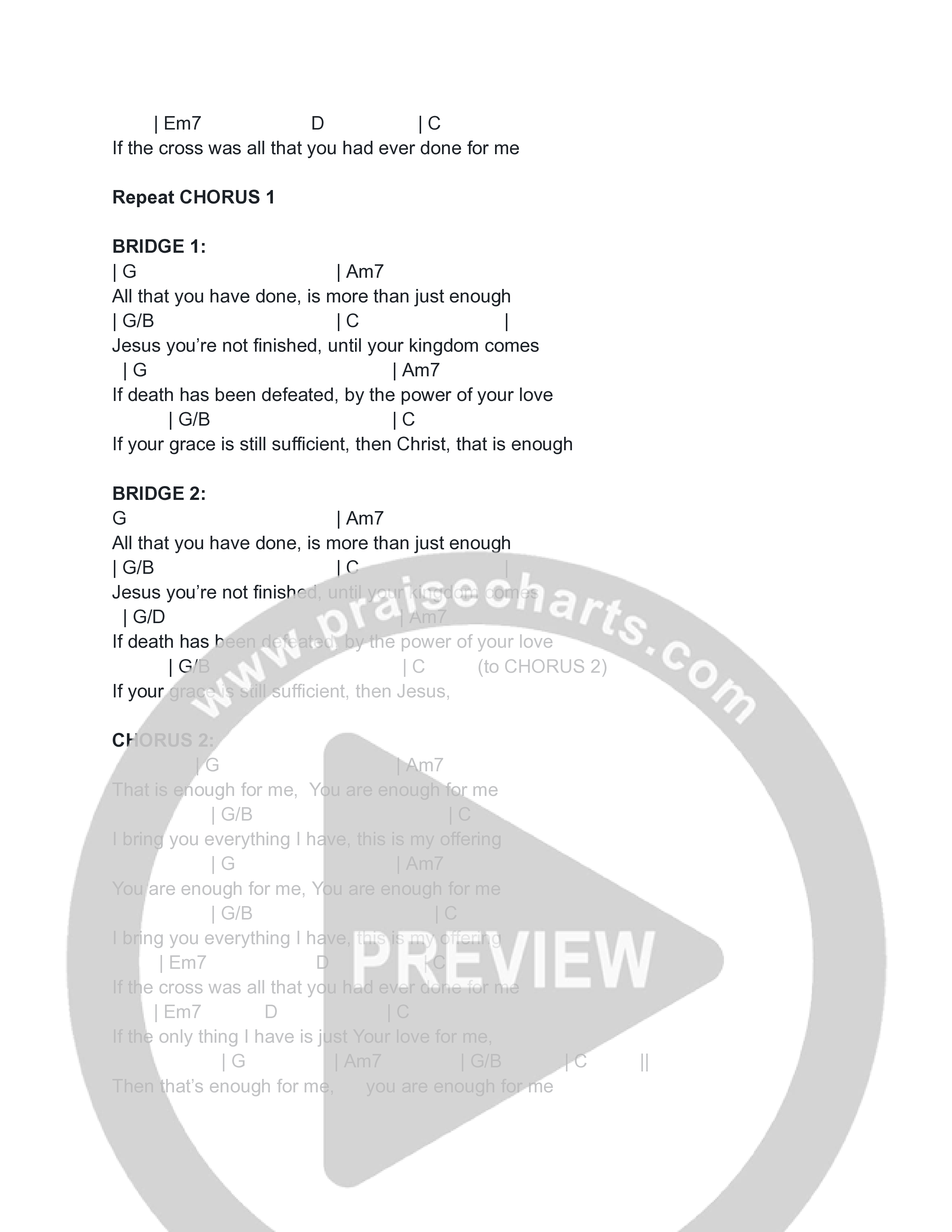 Enough For Me Chord Chart (CNOW United / Marcy Priest / Kevin Daniels)