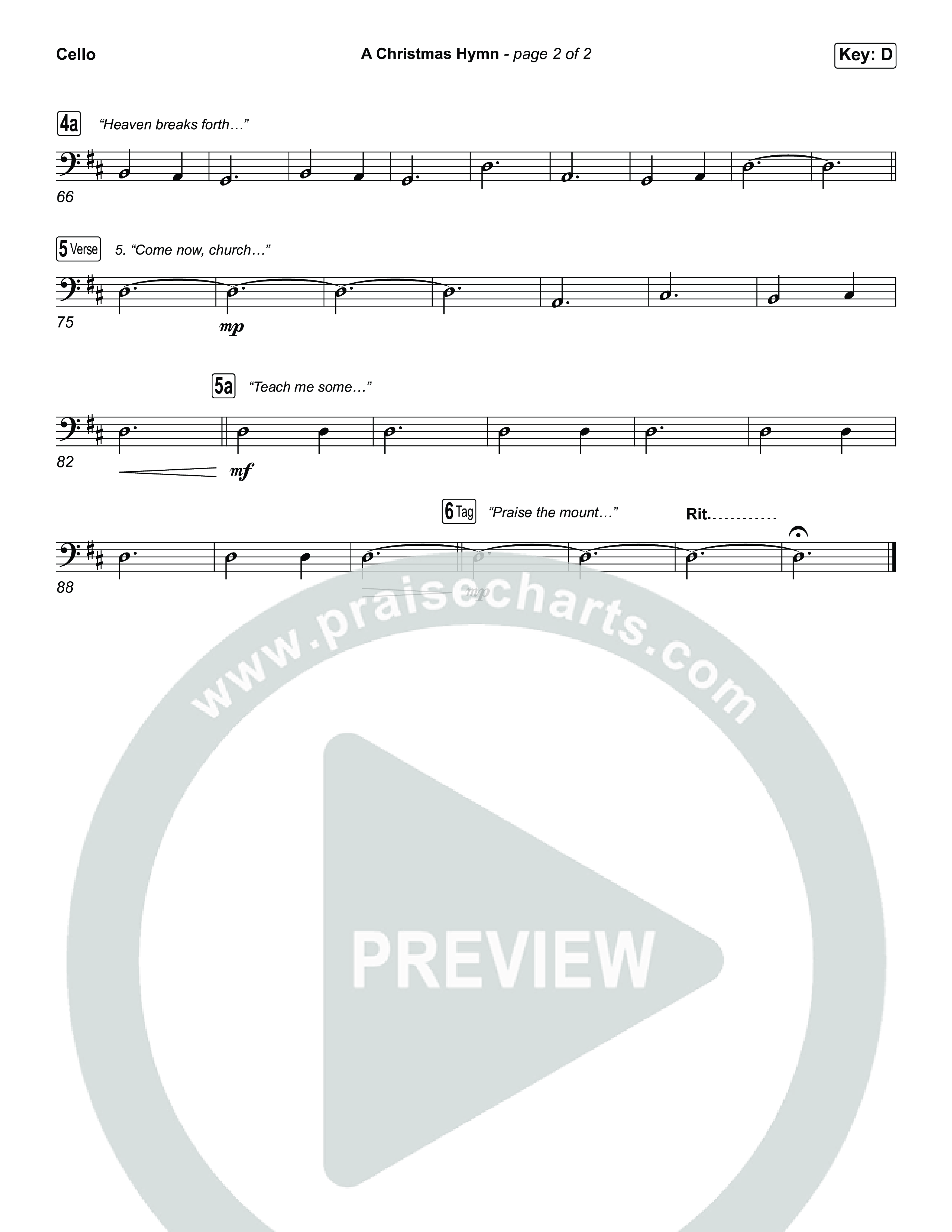 A Christmas Hymn (Choral Anthem SATB) Cello (Rend Collective / Arr. Luke Gambill)