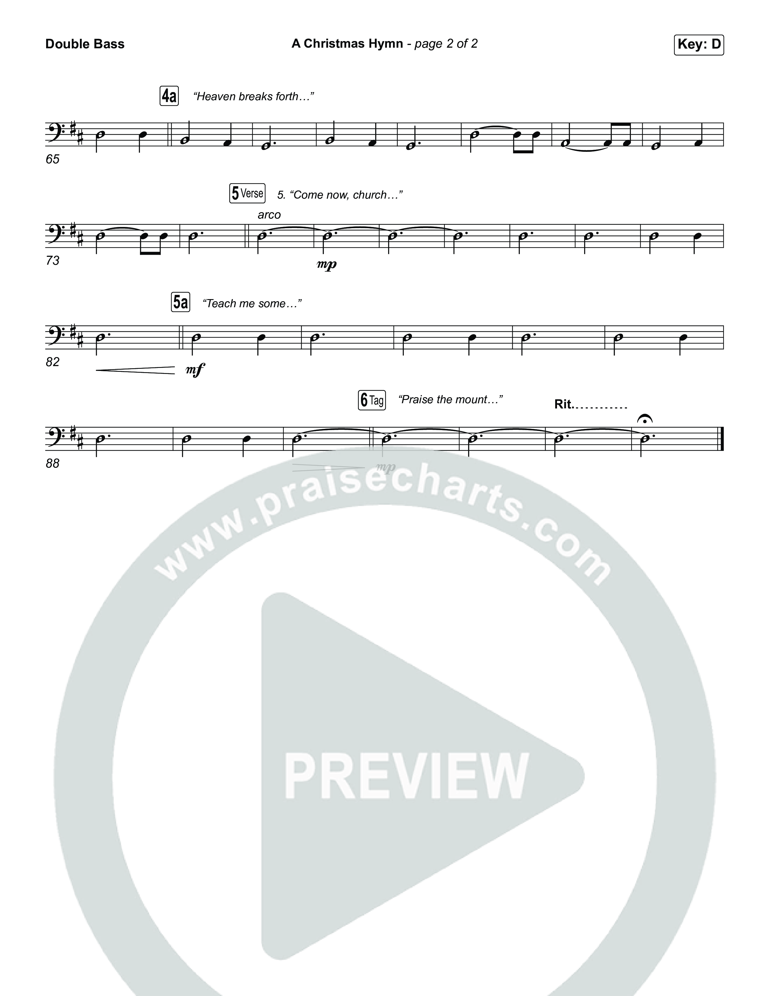 A Christmas Hymn (Choral Anthem SATB) String Bass (Rend Collective / Arr. Luke Gambill)