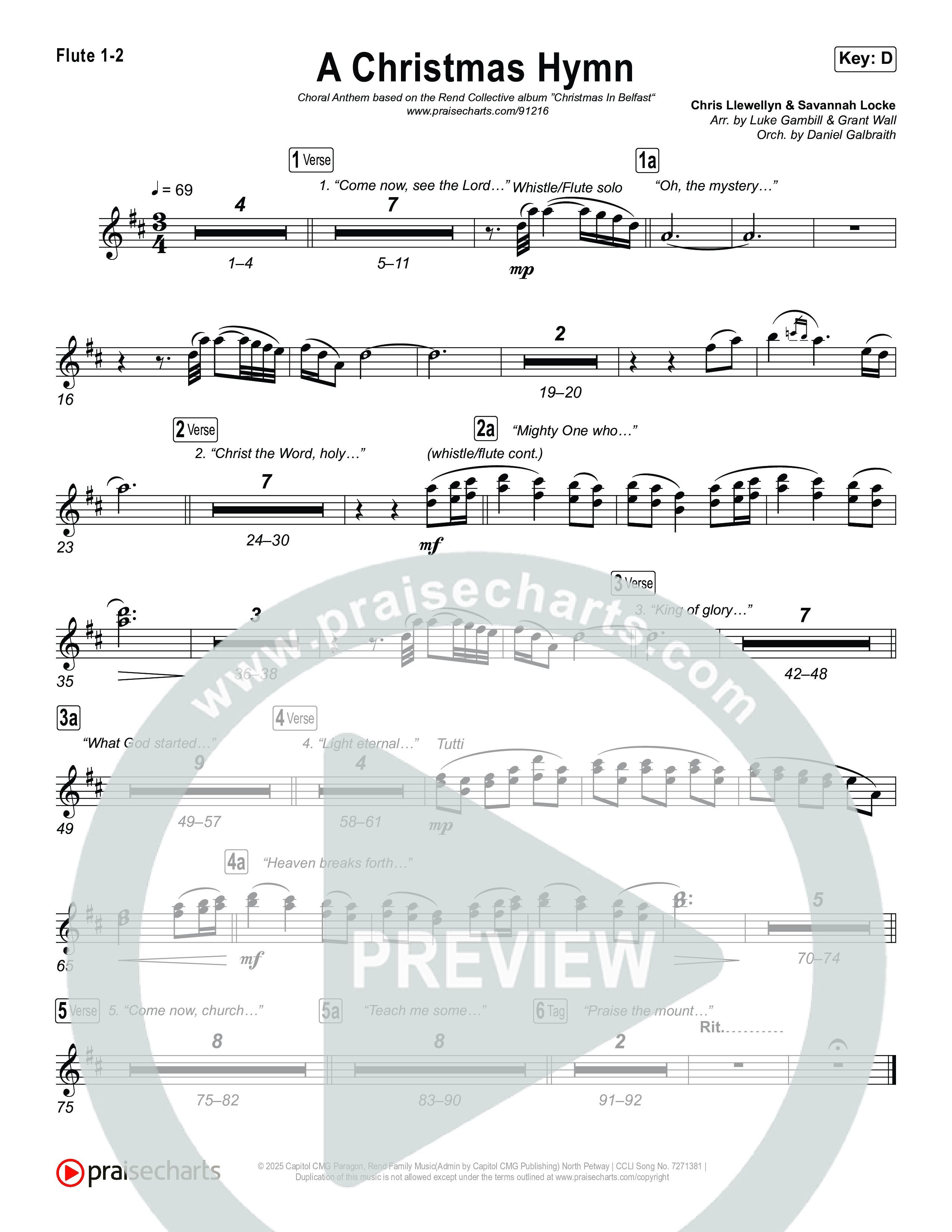A Christmas Hymn (Choral Anthem SATB) Wind Pack (Rend Collective / Arr. Luke Gambill)