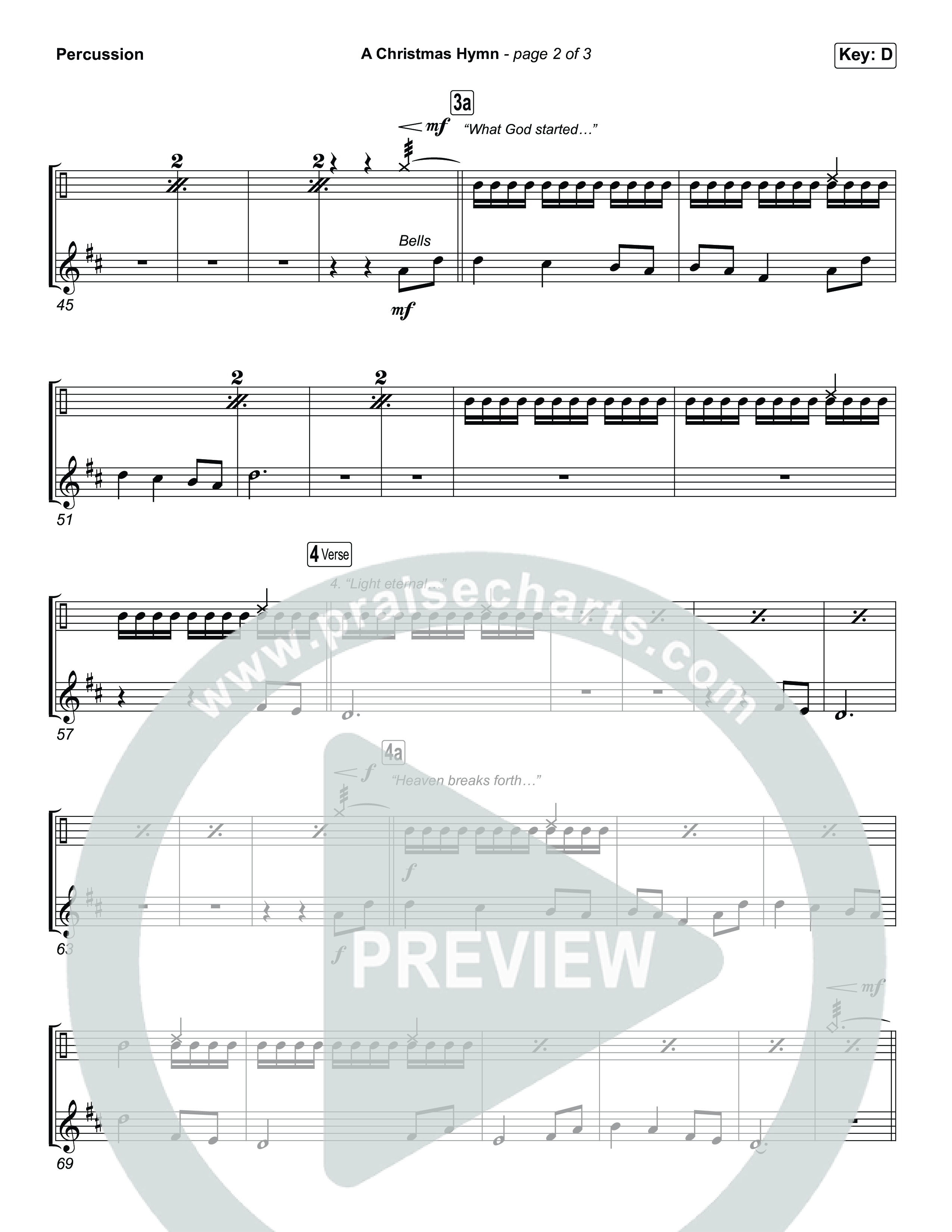 A Christmas Hymn (Choral Anthem SATB) Percussion (Rend Collective / Arr. Luke Gambill)