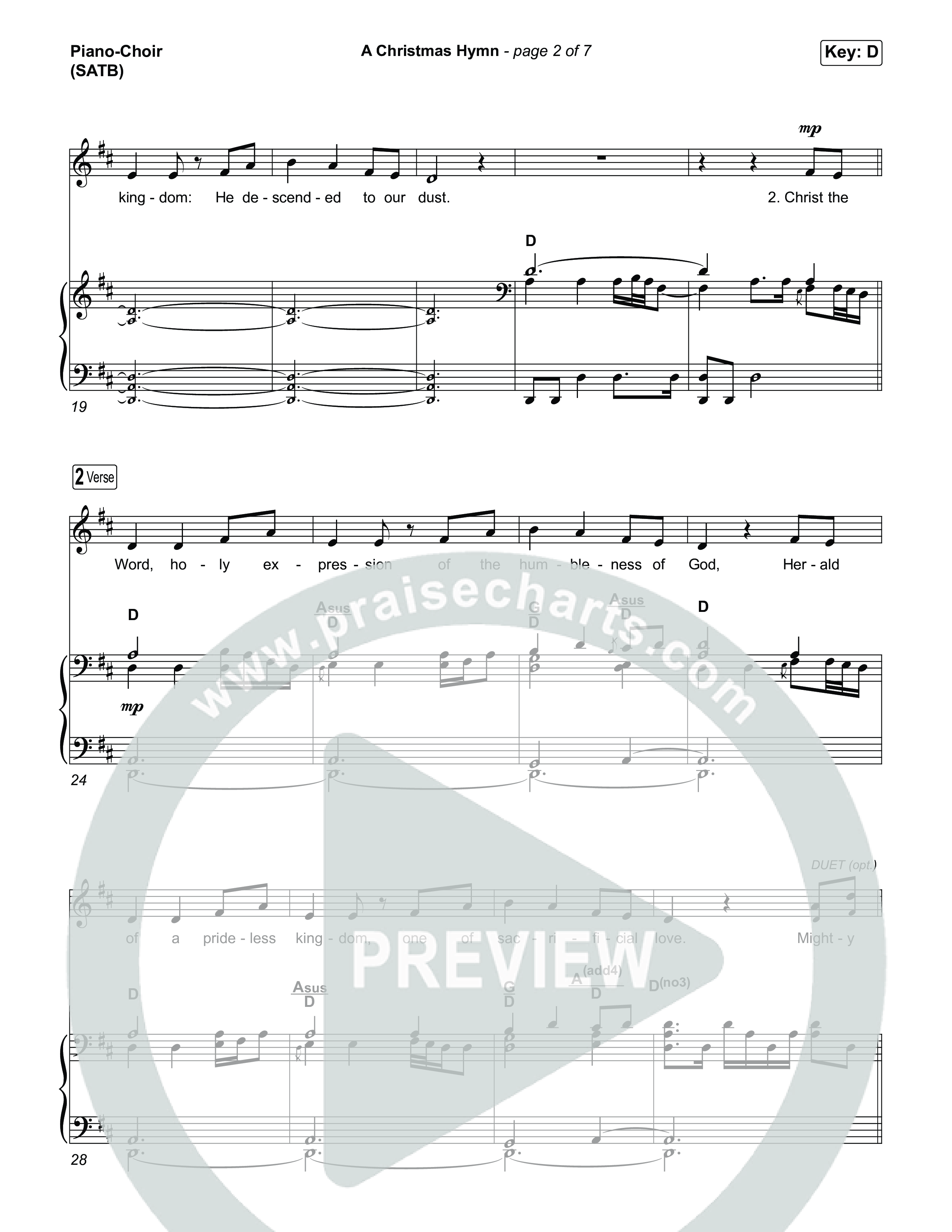 A Christmas Hymn (Choral Anthem SATB) Piano/Vocal (SATB) (Rend Collective / Arr. Luke Gambill)