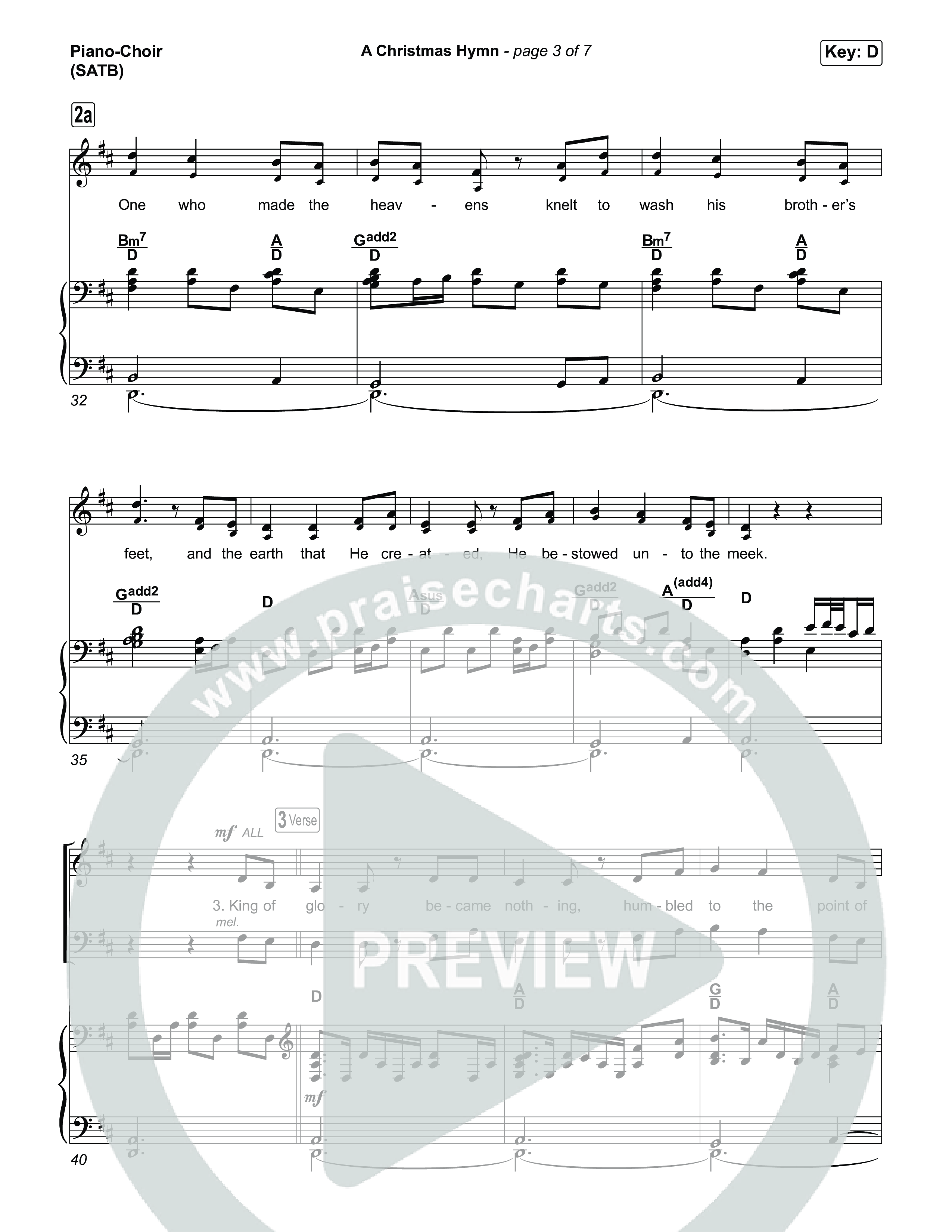 A Christmas Hymn (Choral Anthem SATB) Piano/Vocal (SATB) (Rend Collective / Arr. Luke Gambill)