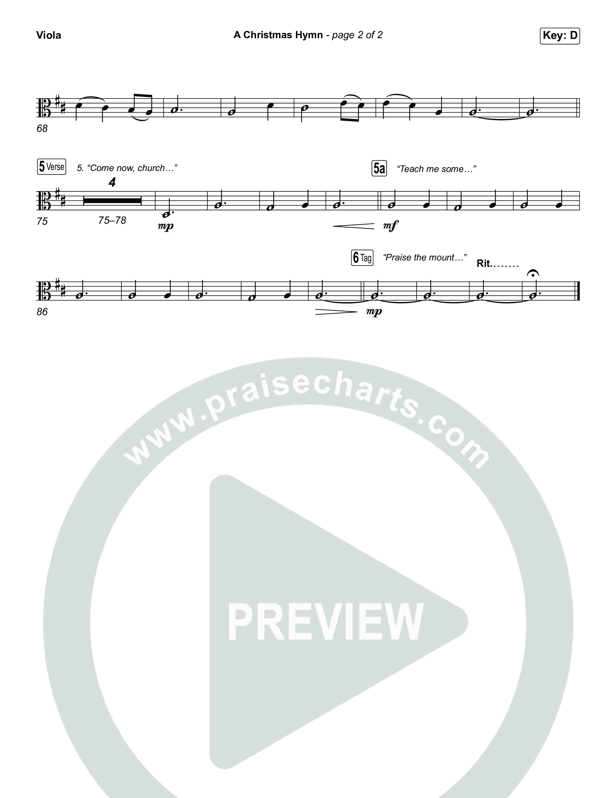 A Christmas Hymn (Choral Anthem SATB) Viola (Rend Collective / Arr. Luke Gambill)