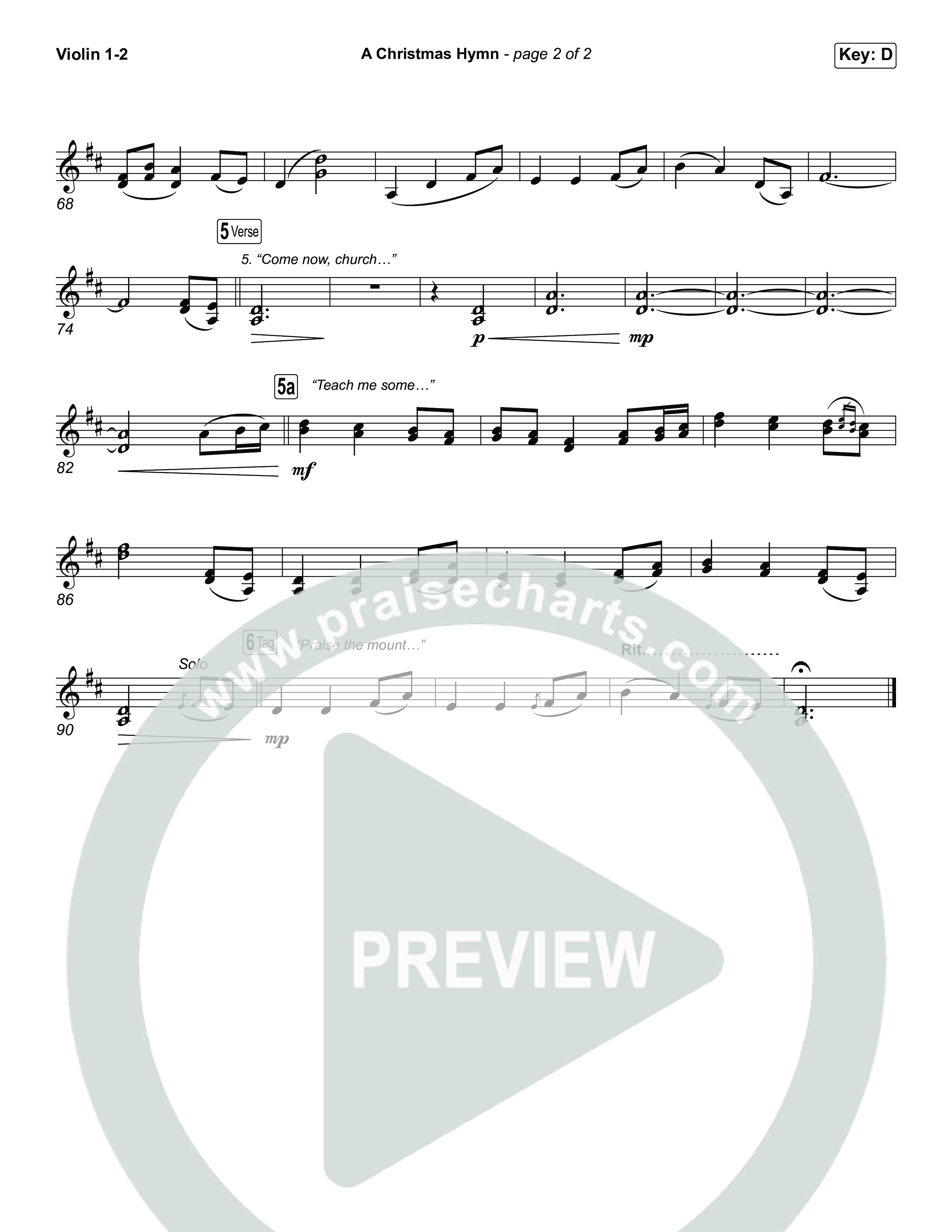 A Christmas Hymn (Choral Anthem SATB) String Pack (Rend Collective / Arr. Luke Gambill)