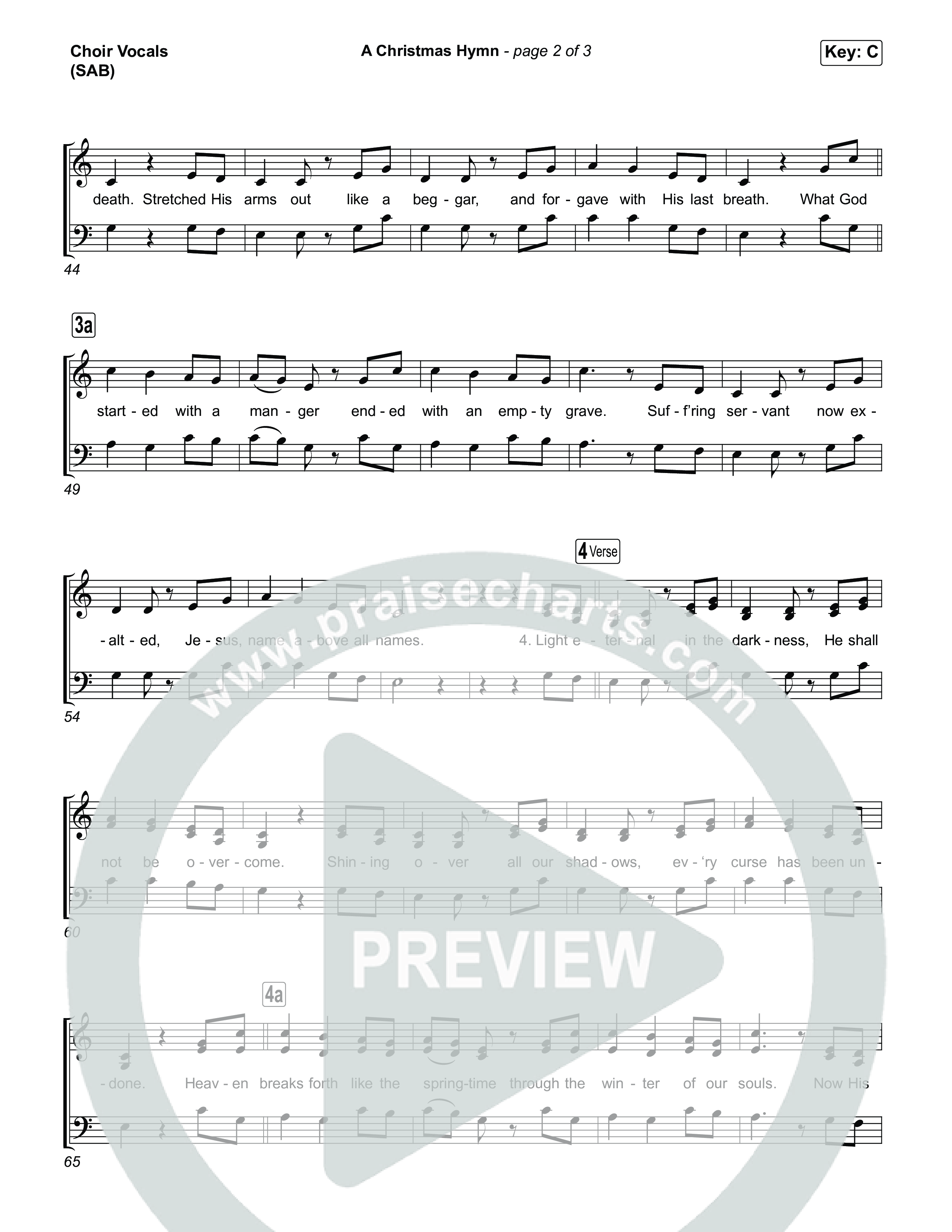 A Christmas Hymn (Worship Choir/SAB) Choir Sheet (SAB) (Rend Collective / Arr. Luke Gambill)