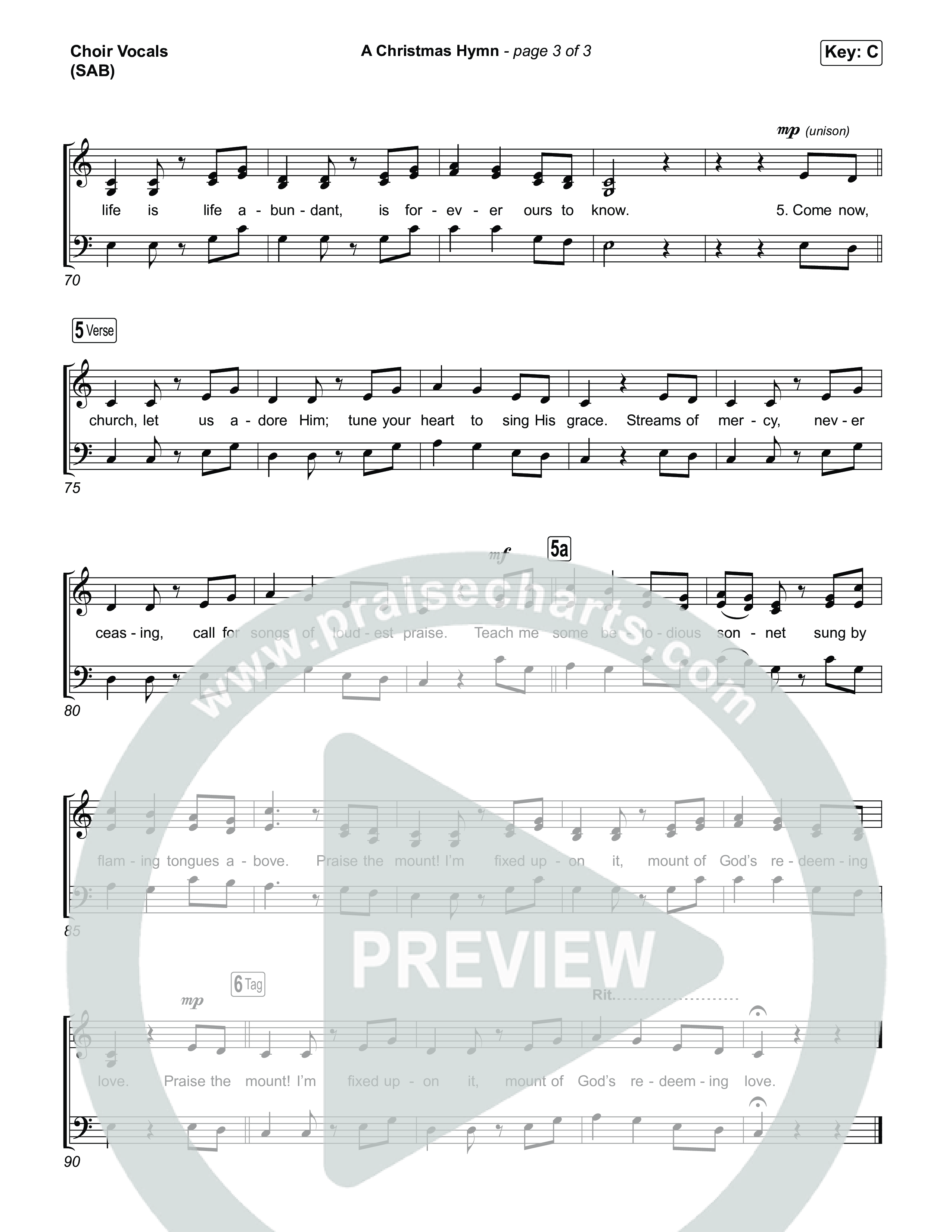 A Christmas Hymn (Worship Choir/SAB) Choir Sheet (SAB) (Rend Collective / Arr. Luke Gambill)