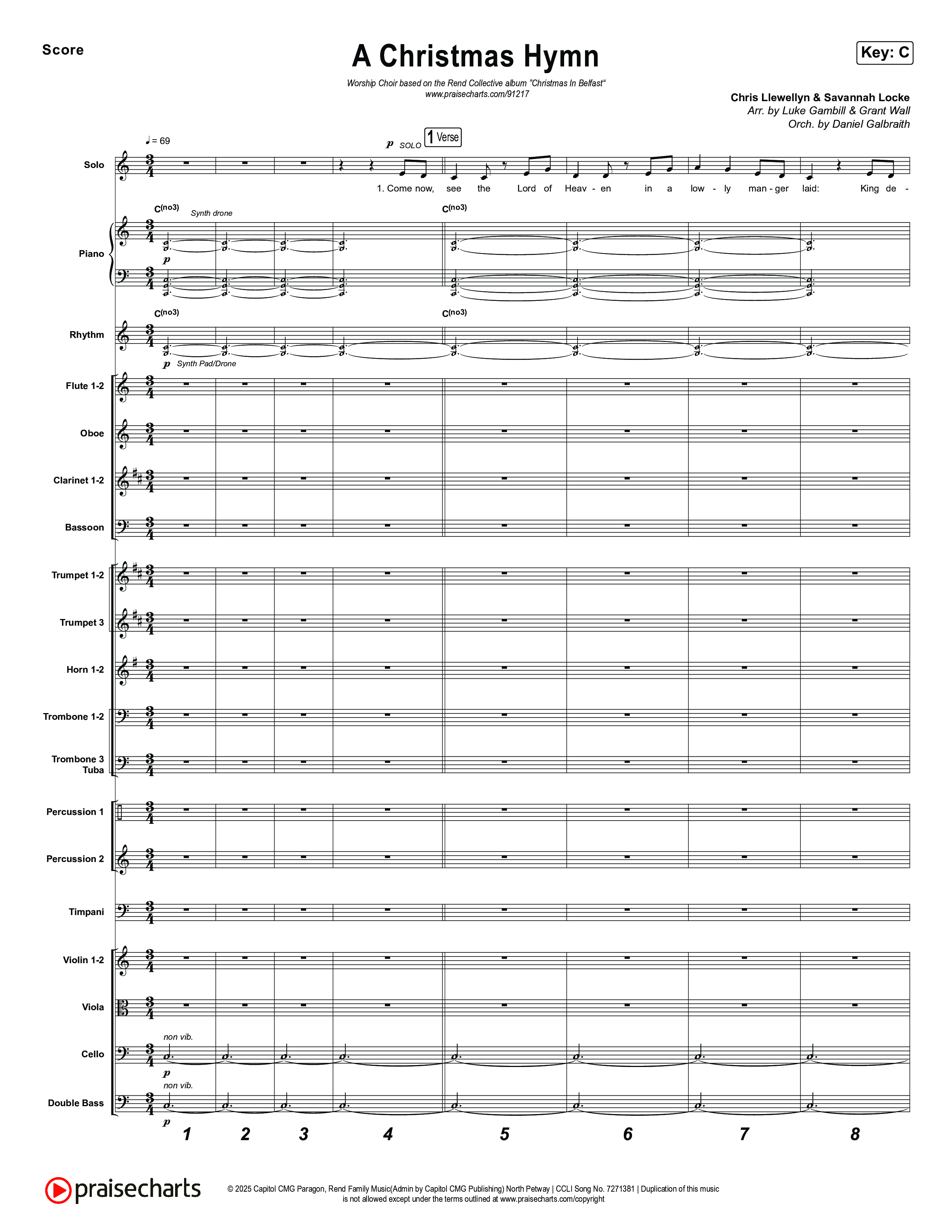 A Christmas Hymn (Worship Choir/SAB) Conductor's Score (Rend Collective / Arr. Luke Gambill)