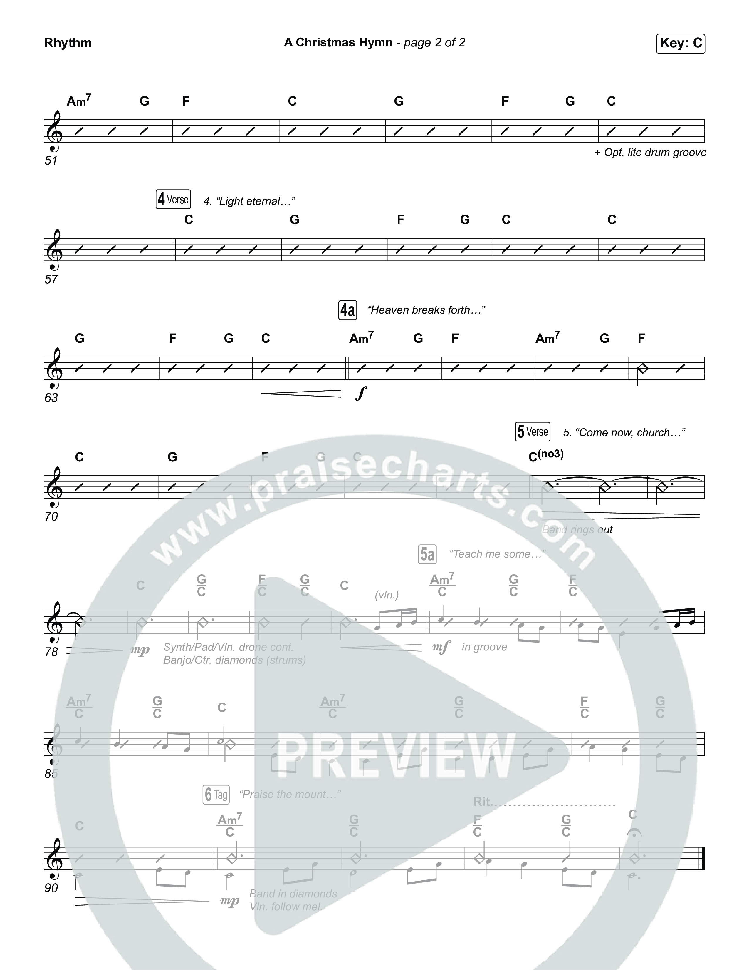 A Christmas Hymn (Worship Choir/SAB) Rhythm Chart (Rend Collective / Arr. Luke Gambill)