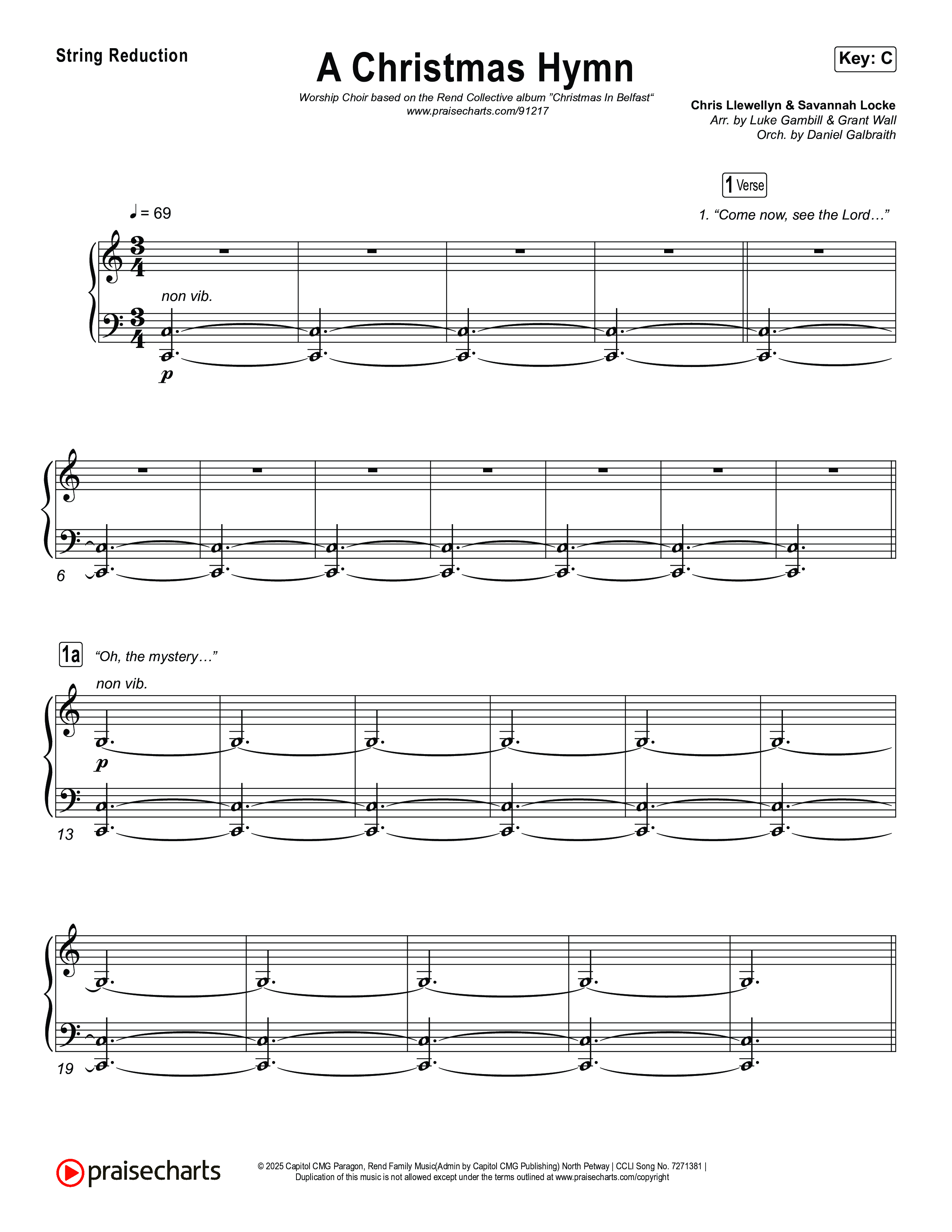 A Christmas Hymn (Worship Choir/SAB) String Reduction (Rend Collective / Arr. Luke Gambill)