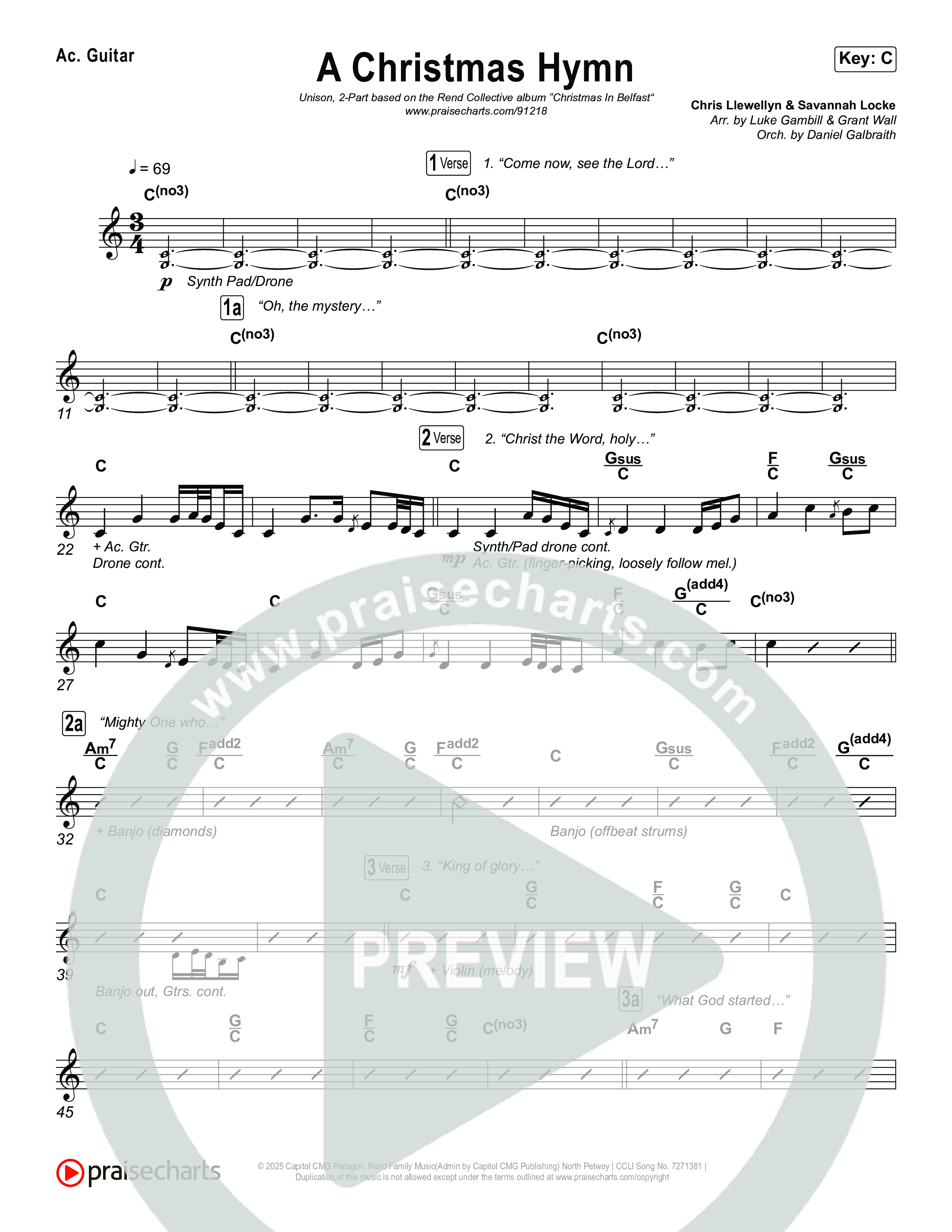 A Christmas Hymn (Unison/2-Part) Rhythm Pack (Rend Collective / Arr. Luke Gambill)