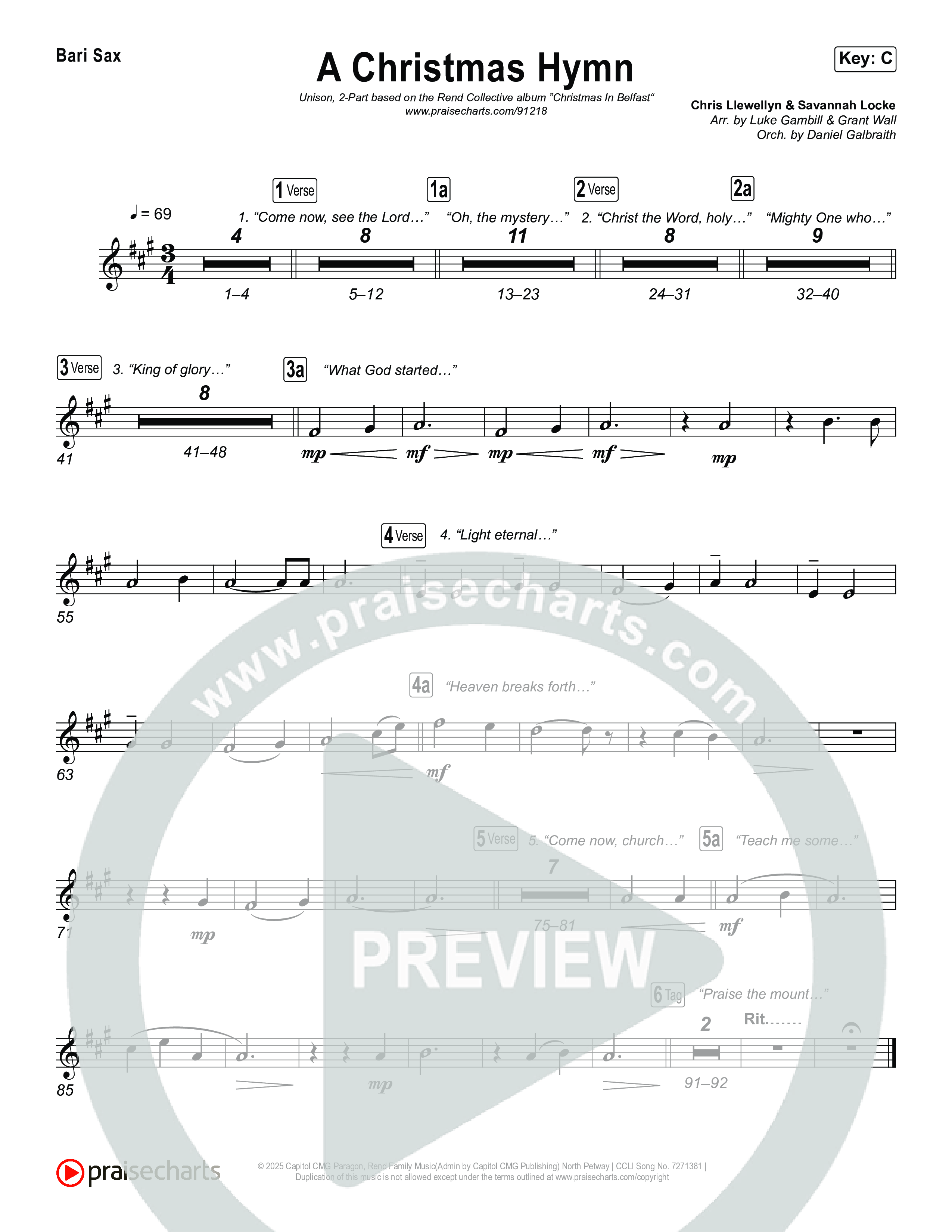 A Christmas Hymn (Unison/2-Part) Sax Pack (Rend Collective / Arr. Luke Gambill)