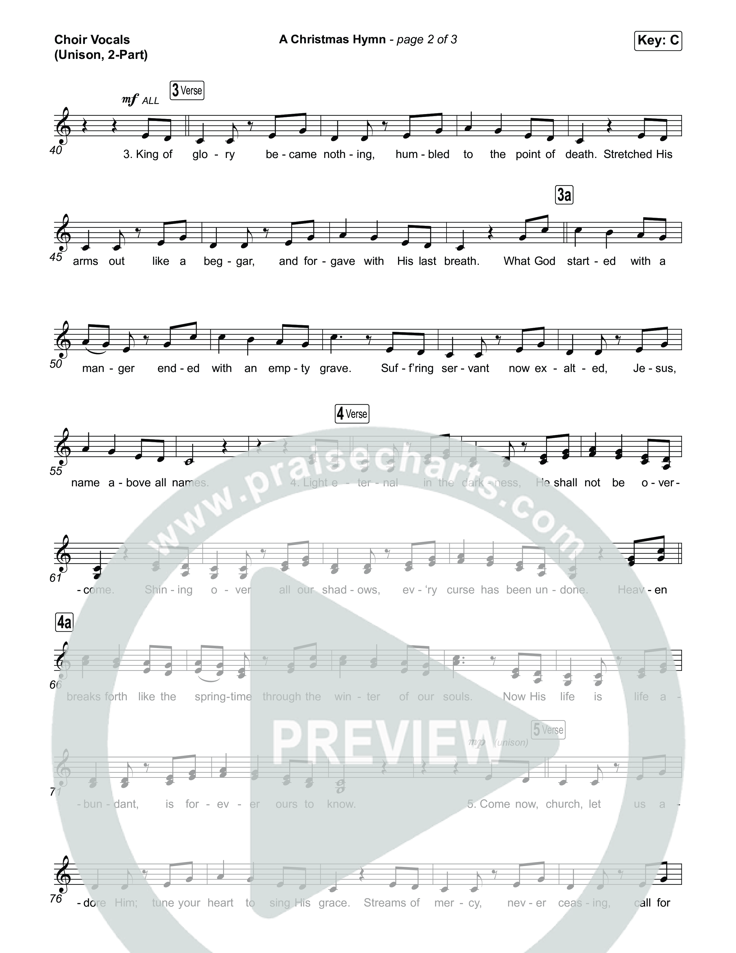 A Christmas Hymn (Unison/2-Part) Choir Vocals (Uni/2-Part) (Rend Collective / Arr. Luke Gambill)