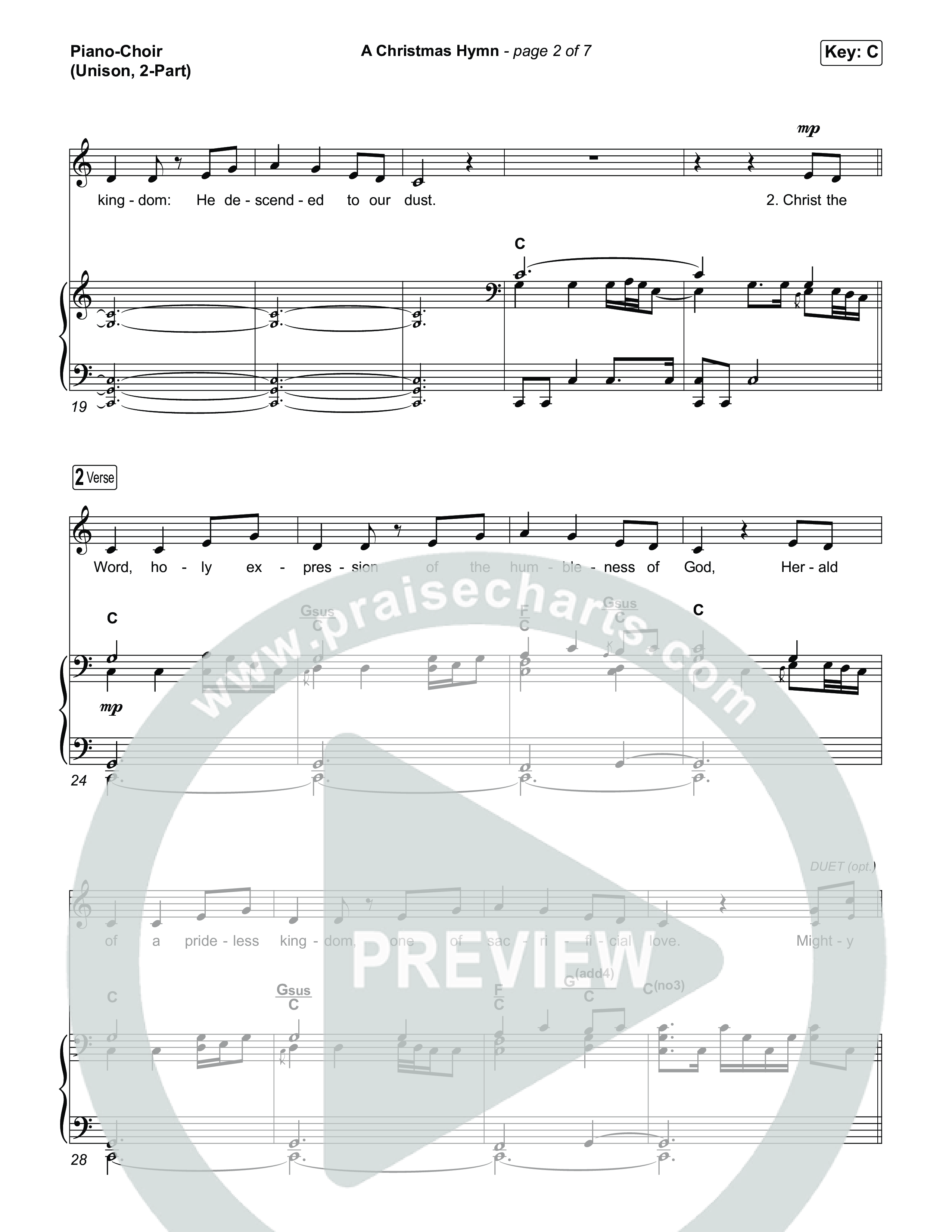 A Christmas Hymn (Unison/2-Part) Piano/Choir  (Uni/2-Part) (Rend Collective / Arr. Luke Gambill)