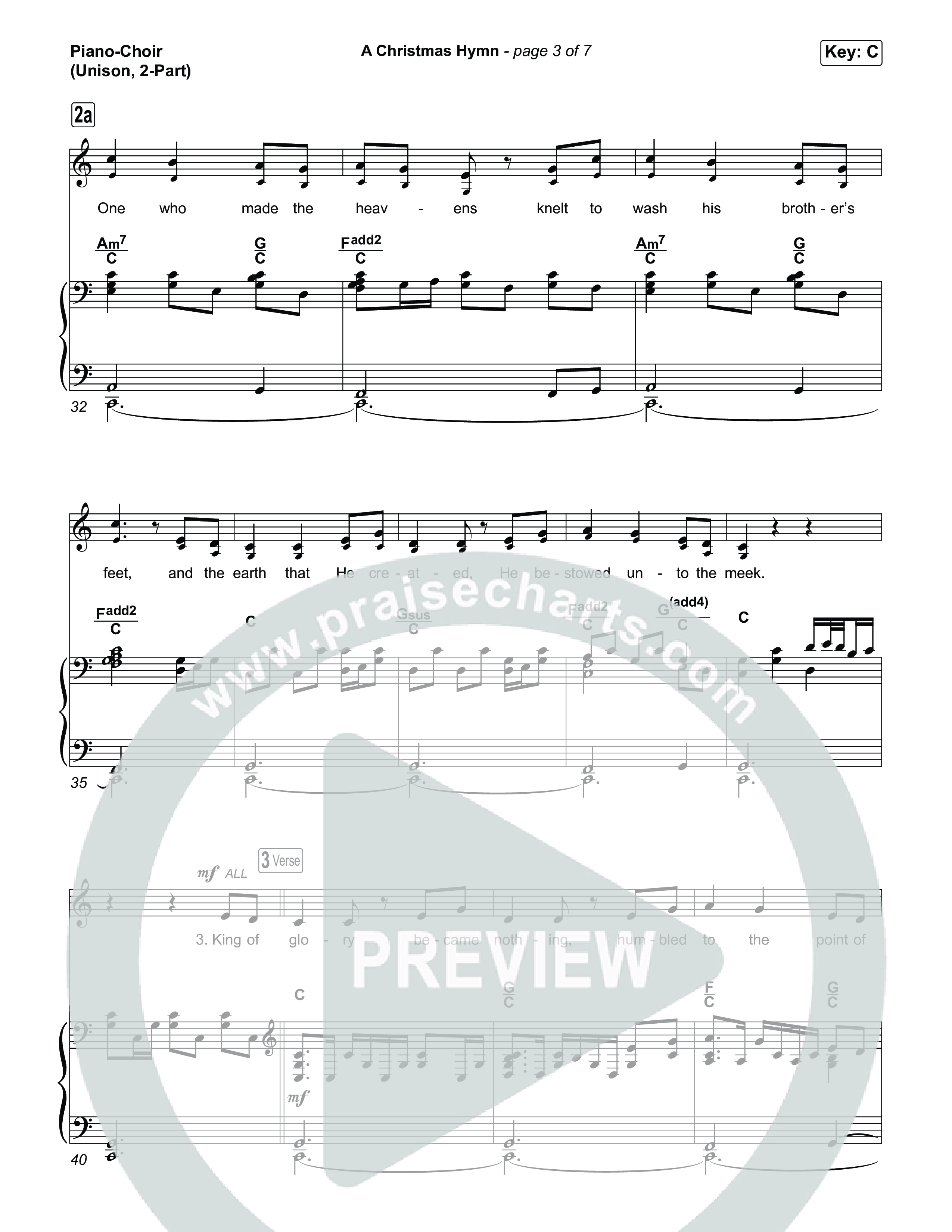 A Christmas Hymn (Unison/2-Part) Piano/Choir  (Uni/2-Part) (Rend Collective / Arr. Luke Gambill)