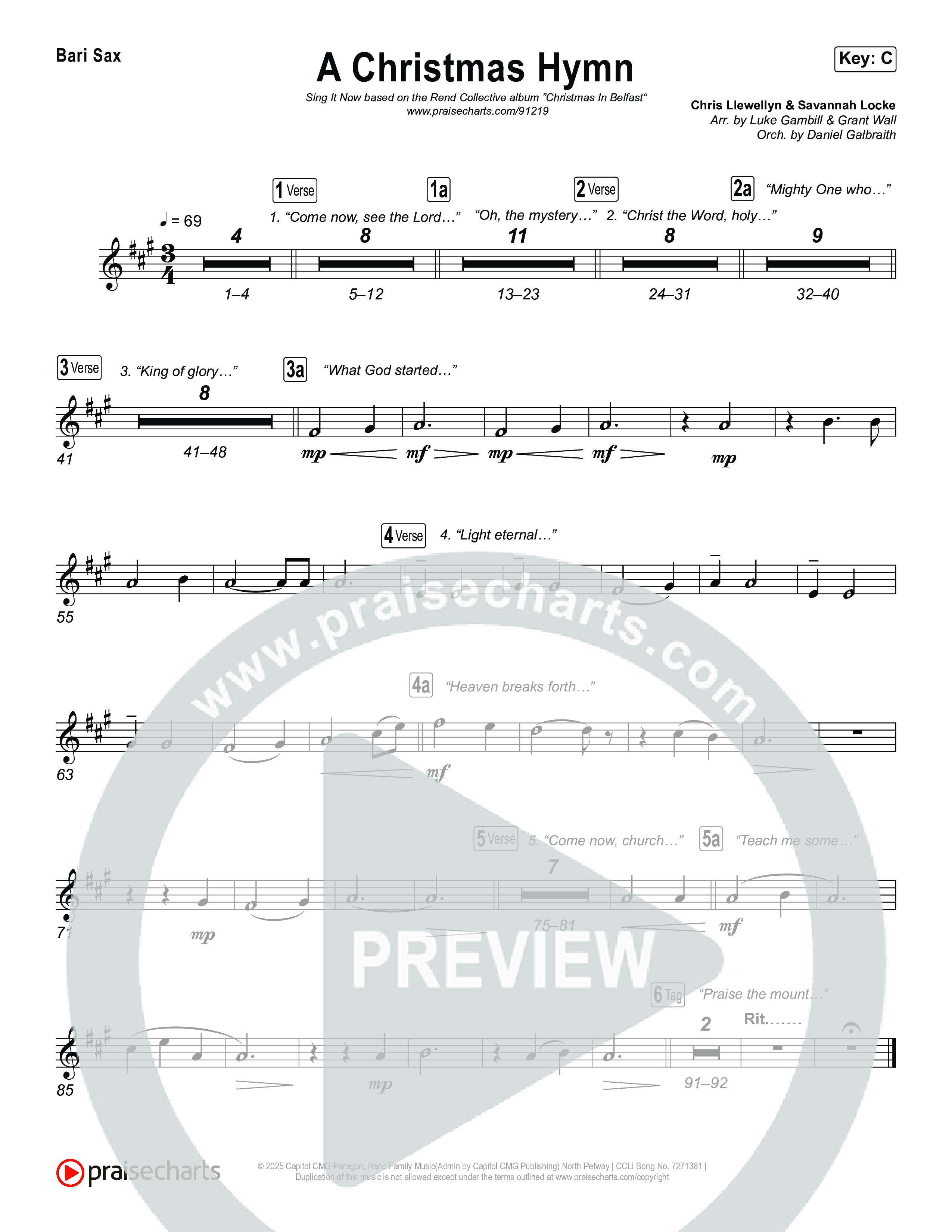 A Christmas Hymn (Sing It Now) Sax Pack (Rend Collective / Arr. Luke Gambill)
