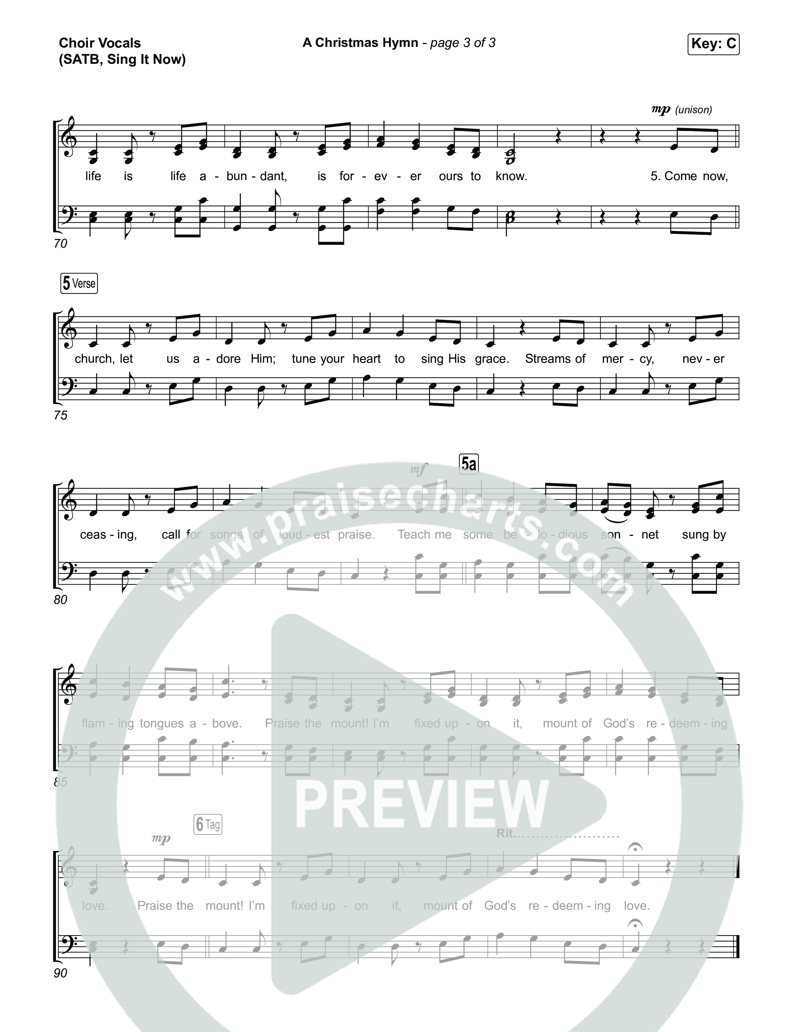 A Christmas Hymn (Sing It Now) Choir Sheet (SATB) (Rend Collective / Arr. Luke Gambill)