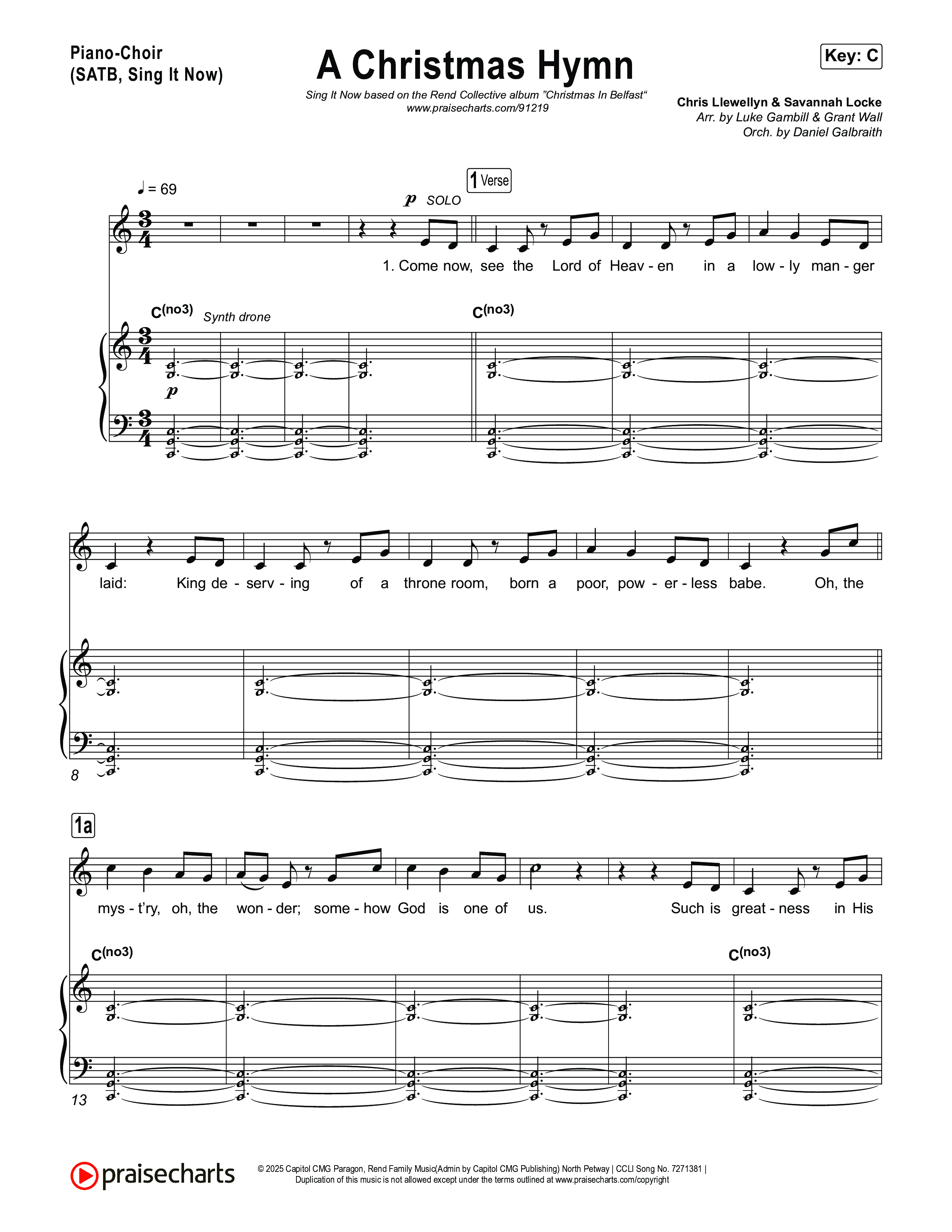 A Christmas Hymn (Sing It Now) Piano/Choir (SATB) (Rend Collective / Arr. Luke Gambill)