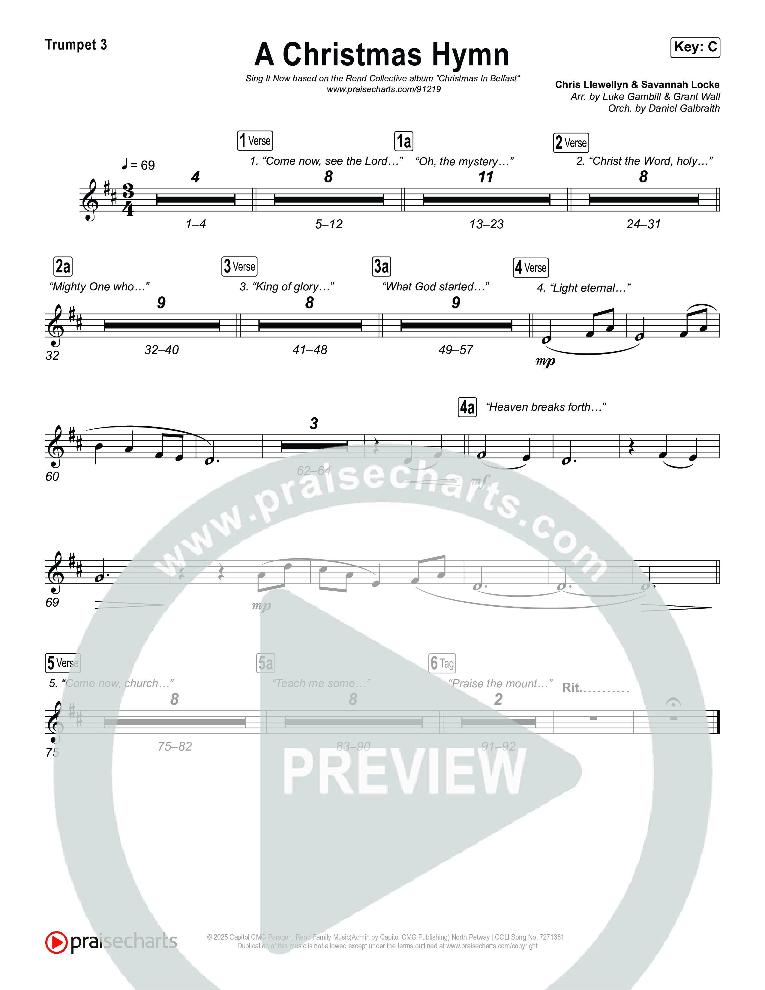 A Christmas Hymn (Sing It Now) Brass Pack (Rend Collective / Arr. Luke Gambill)