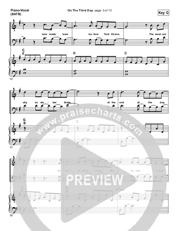On The Third Day Piano/Vocal (SATB) ()