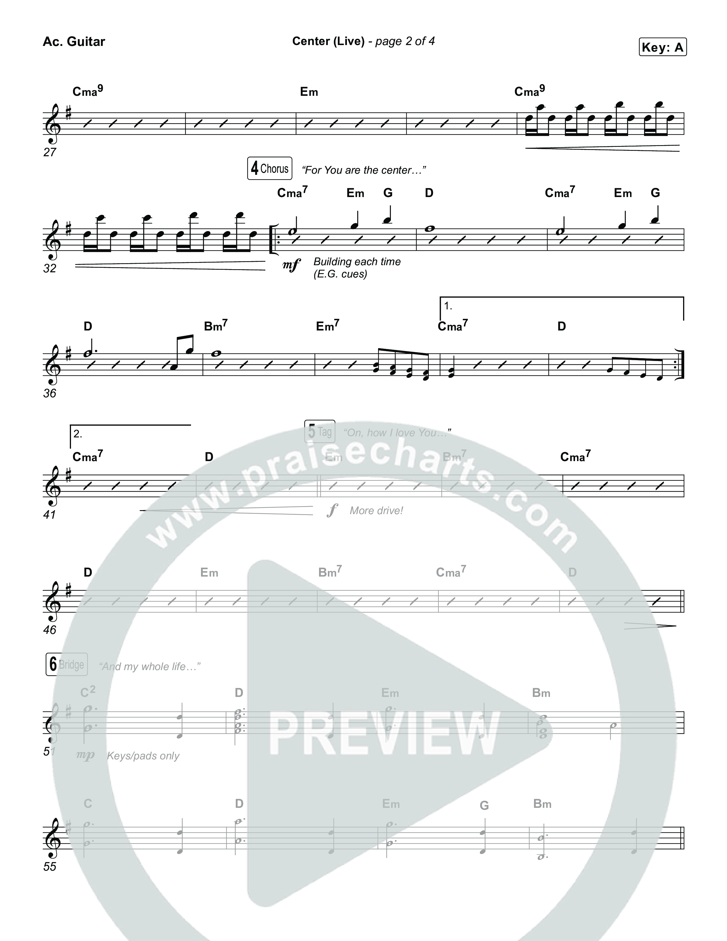 Center (Choral Anthem SATB) Acoustic Guitar (Bethel Music / Abbie Gamboa / Arr. Luke Gambill)