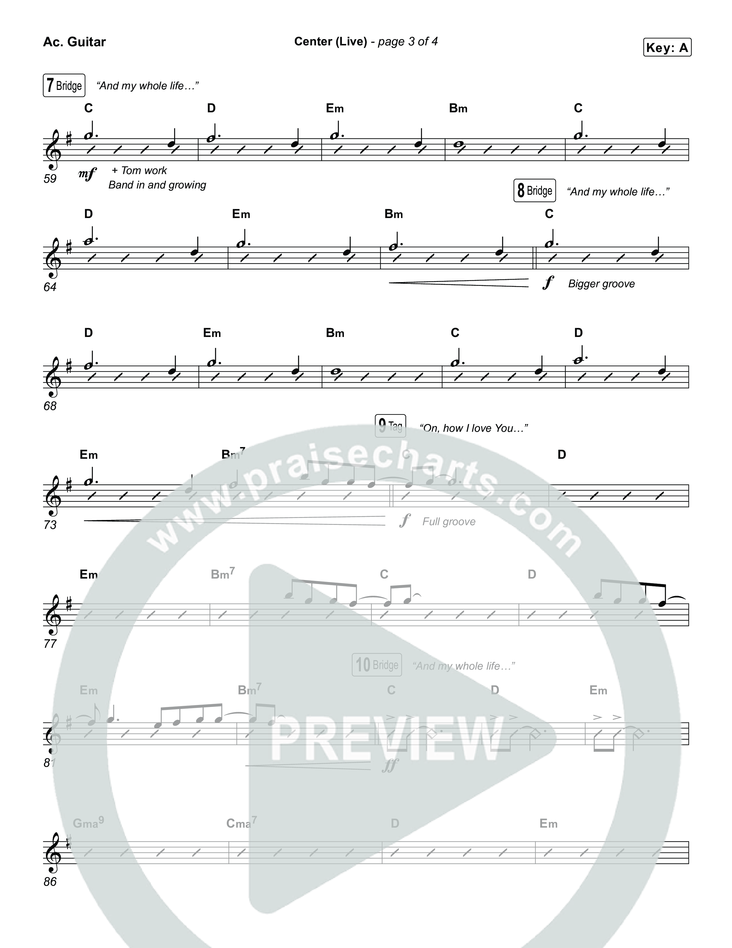 Center (Choral Anthem SATB) Acoustic Guitar (Bethel Music / Abbie Gamboa / Arr. Luke Gambill)