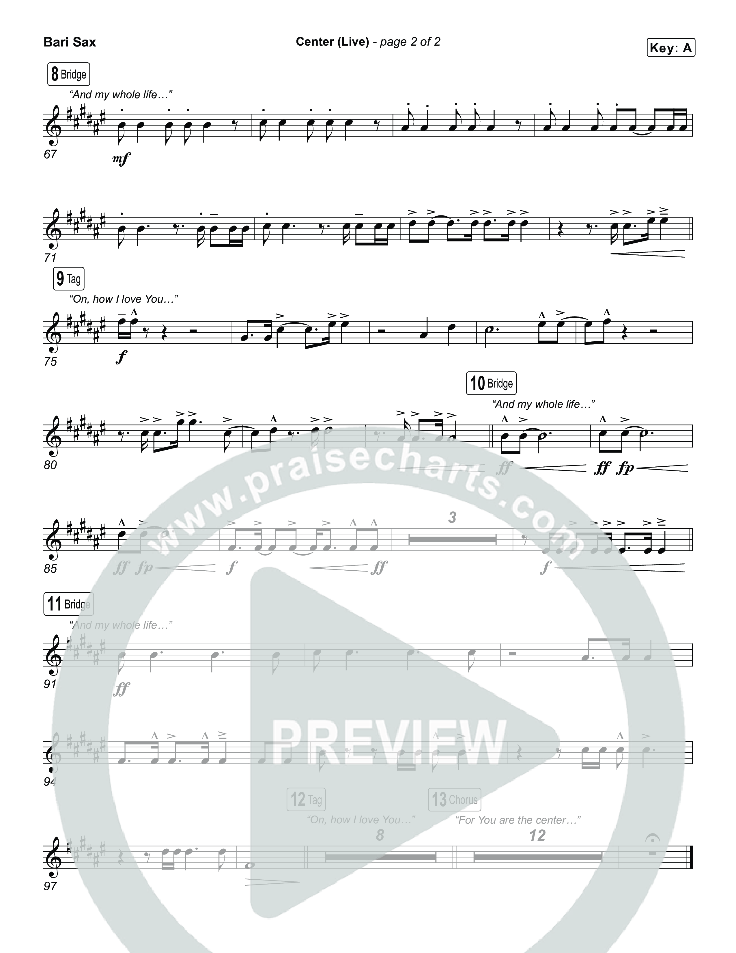 Center (Choral Anthem SATB) Bari Sax (Bethel Music / Abbie Gamboa / Arr. Luke Gambill)
