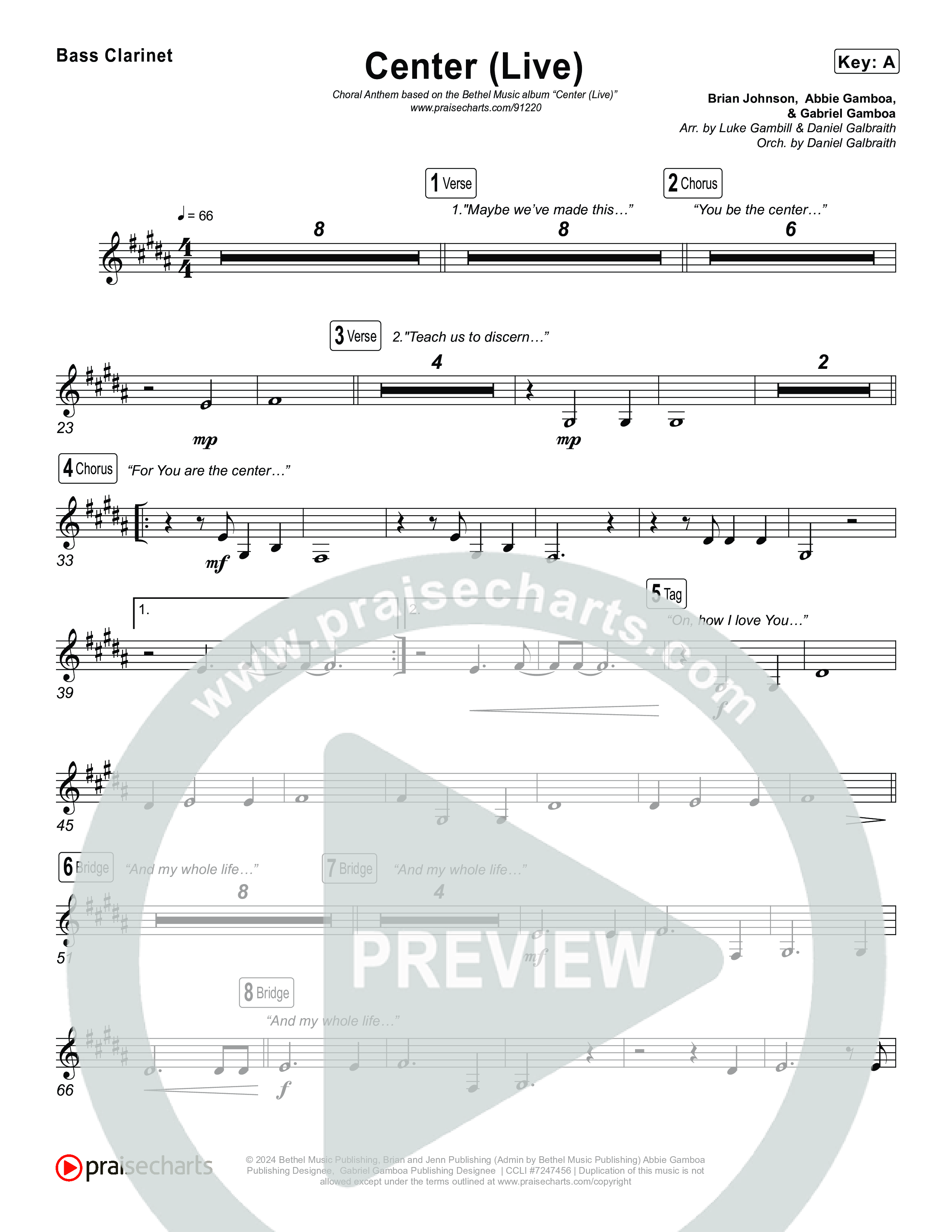 Center (Choral Anthem SATB) Bass Clarinet (Bethel Music / Abbie Gamboa / Arr. Luke Gambill)