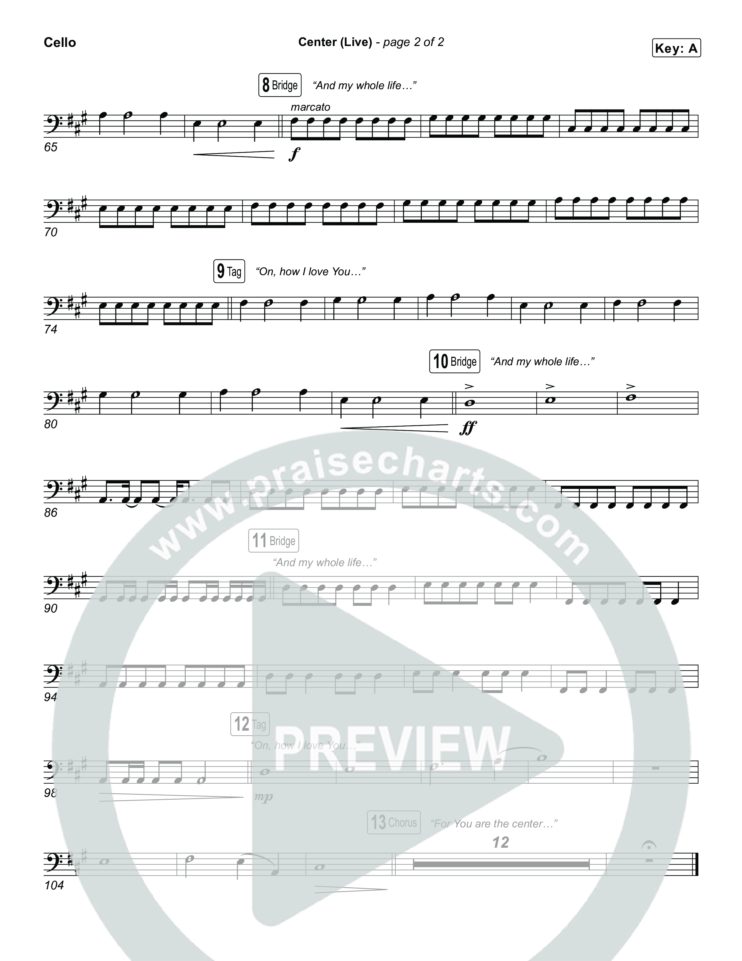 Center (Choral Anthem SATB) Cello (Bethel Music / Abbie Gamboa / Arr. Luke Gambill)