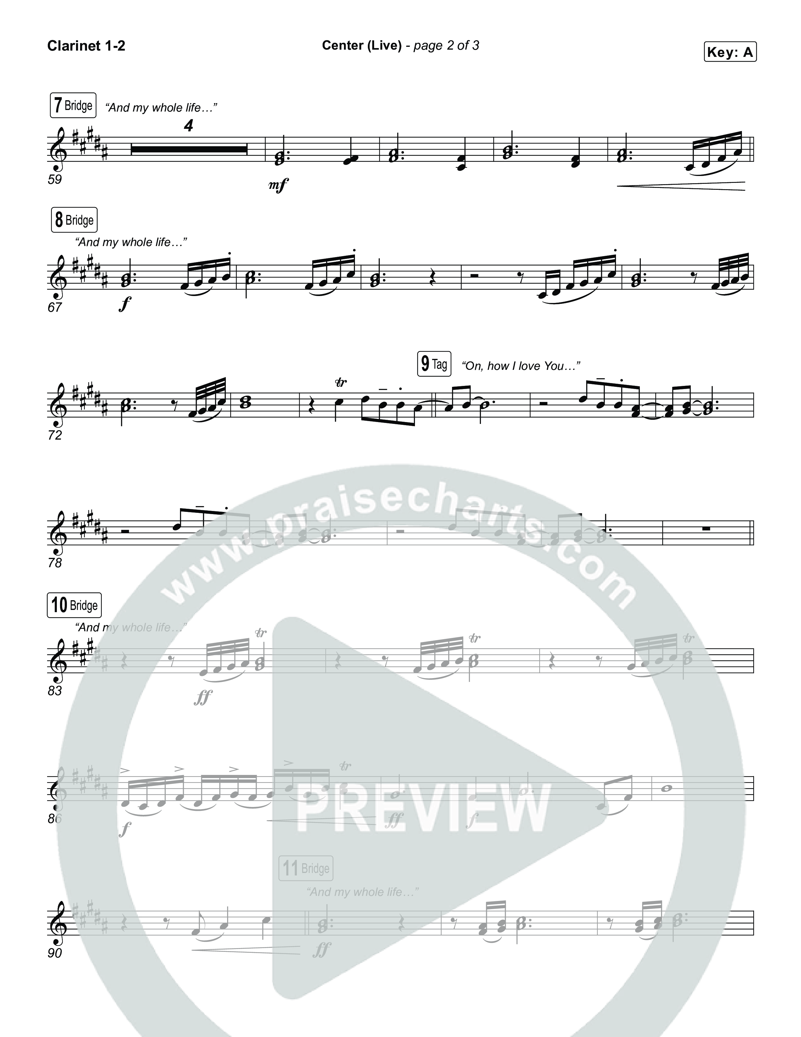 Center (Choral Anthem SATB) Clarinet 1,2 (Bethel Music / Abbie Gamboa / Arr. Luke Gambill)