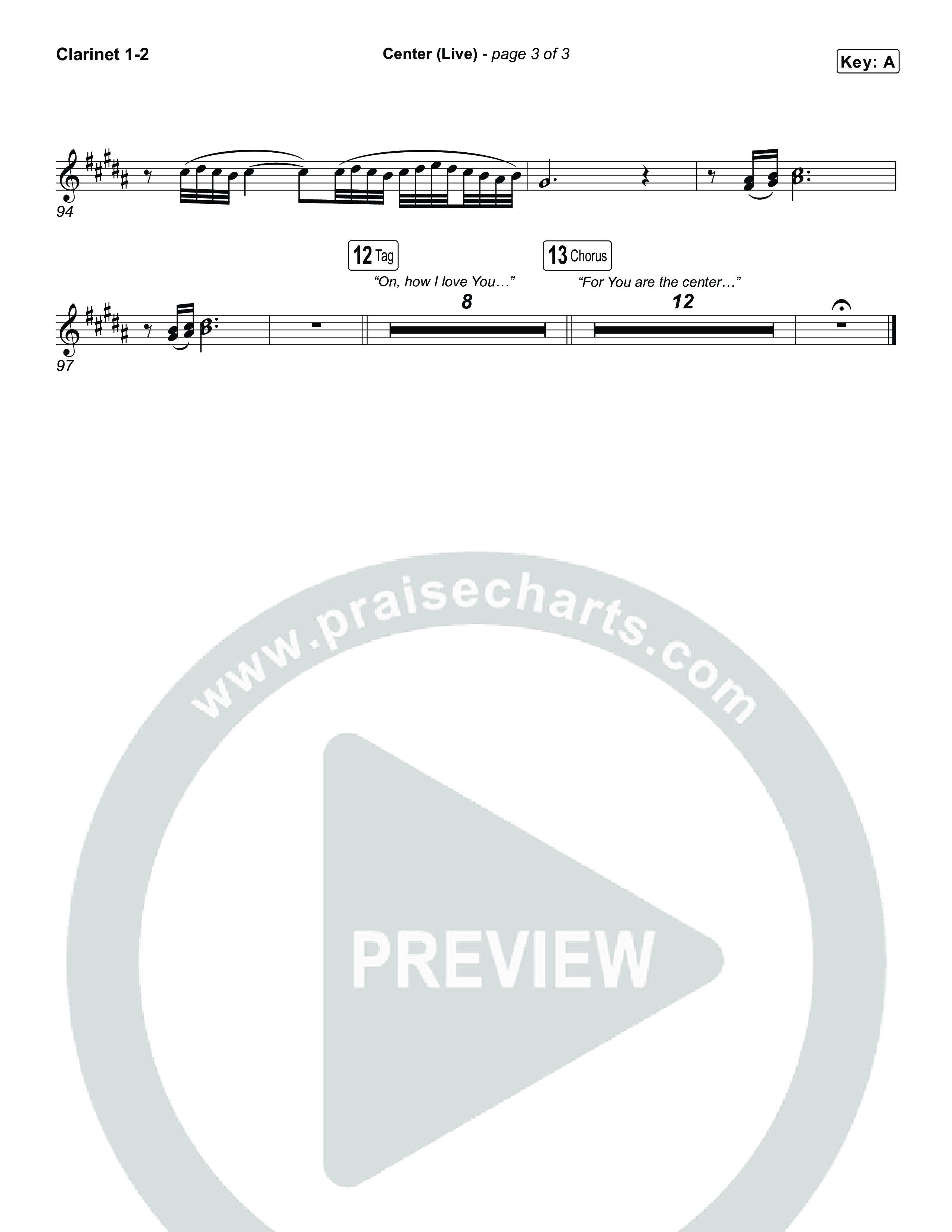Center (Choral Anthem SATB) Clarinet 1,2 (Bethel Music / Abbie Gamboa / Arr. Luke Gambill)