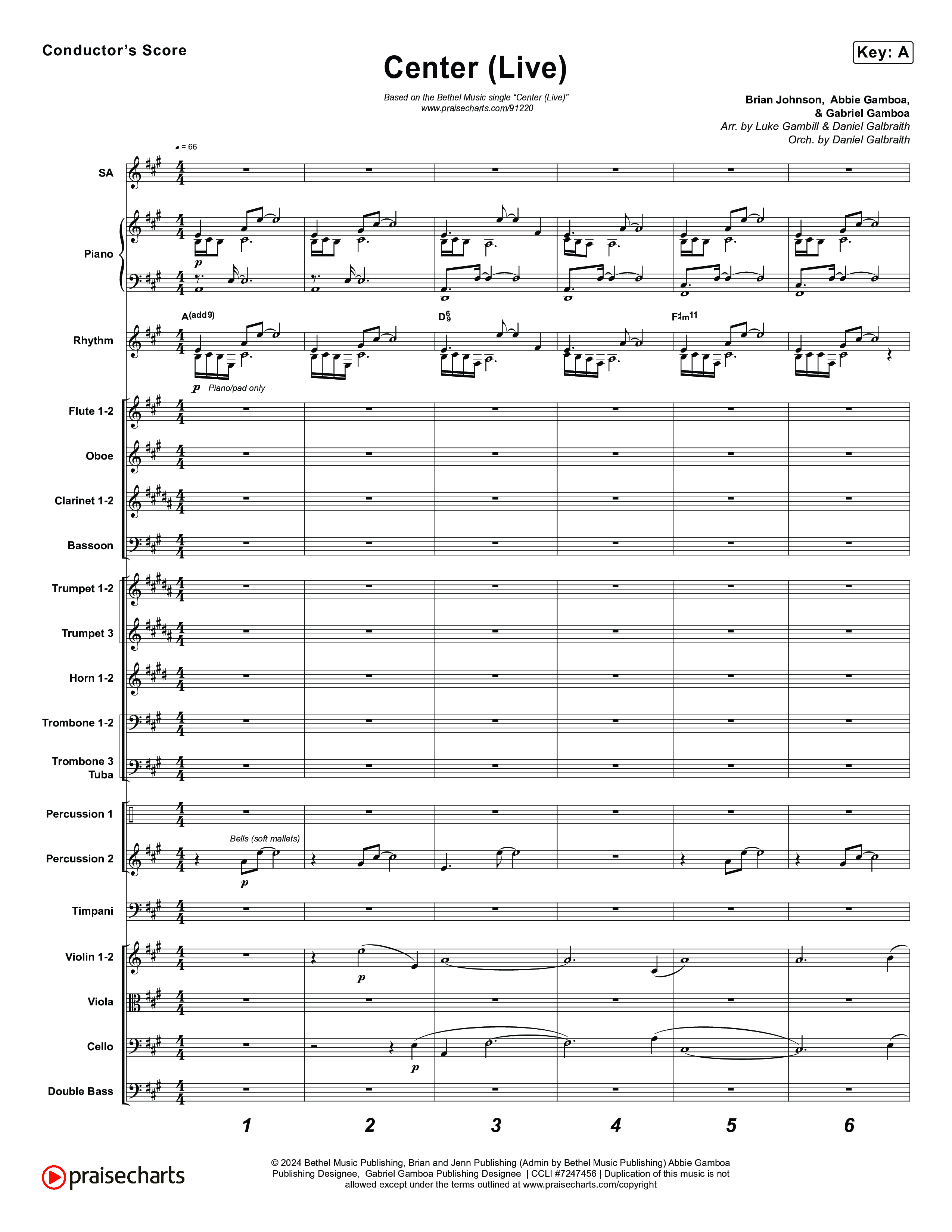 Center (Choral Anthem SATB) Orchestration (Bethel Music / Abbie Gamboa / Arr. Luke Gambill)
