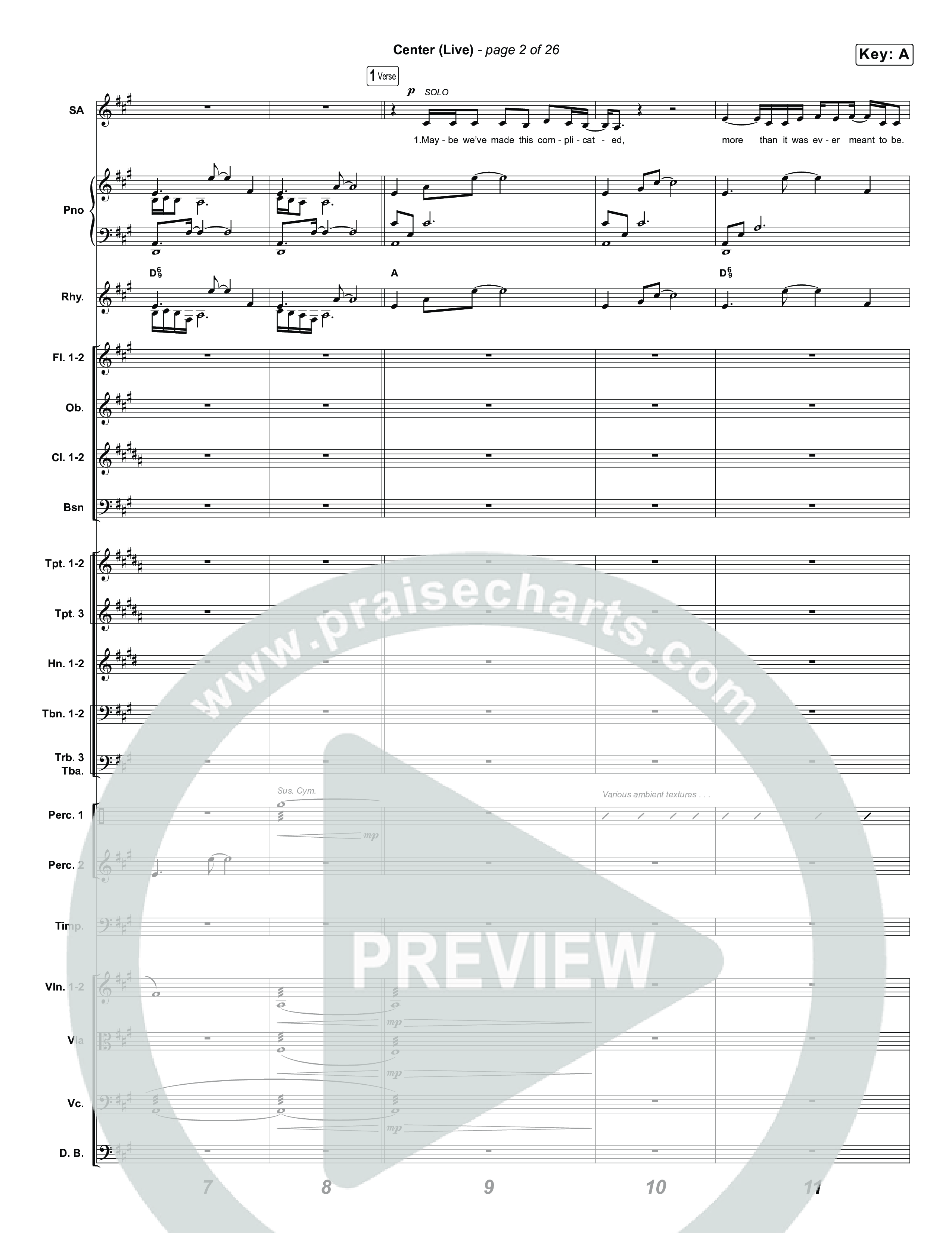 Center (Choral Anthem SATB) Orchestration (Bethel Music / Abbie Gamboa / Arr. Luke Gambill)