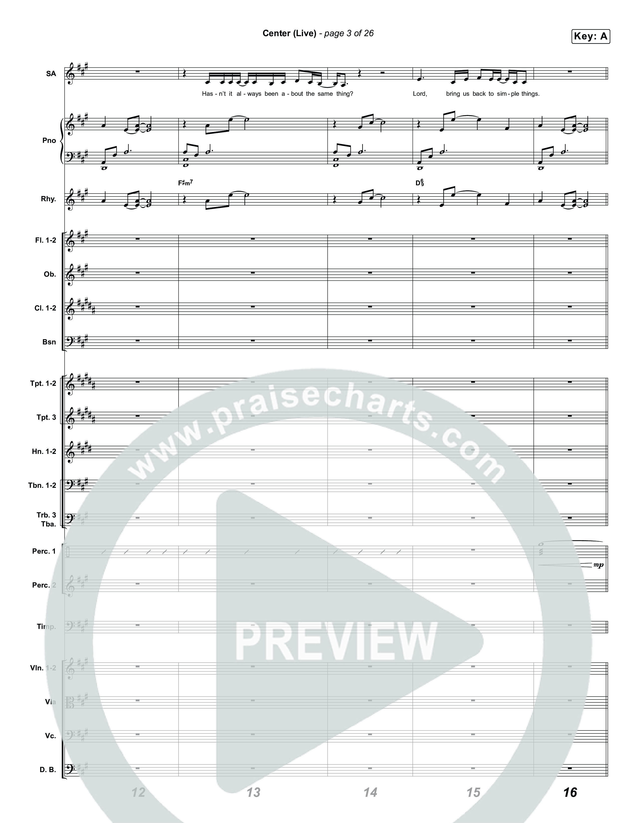Center (Choral Anthem SATB) Orchestration (Bethel Music / Abbie Gamboa / Arr. Luke Gambill)