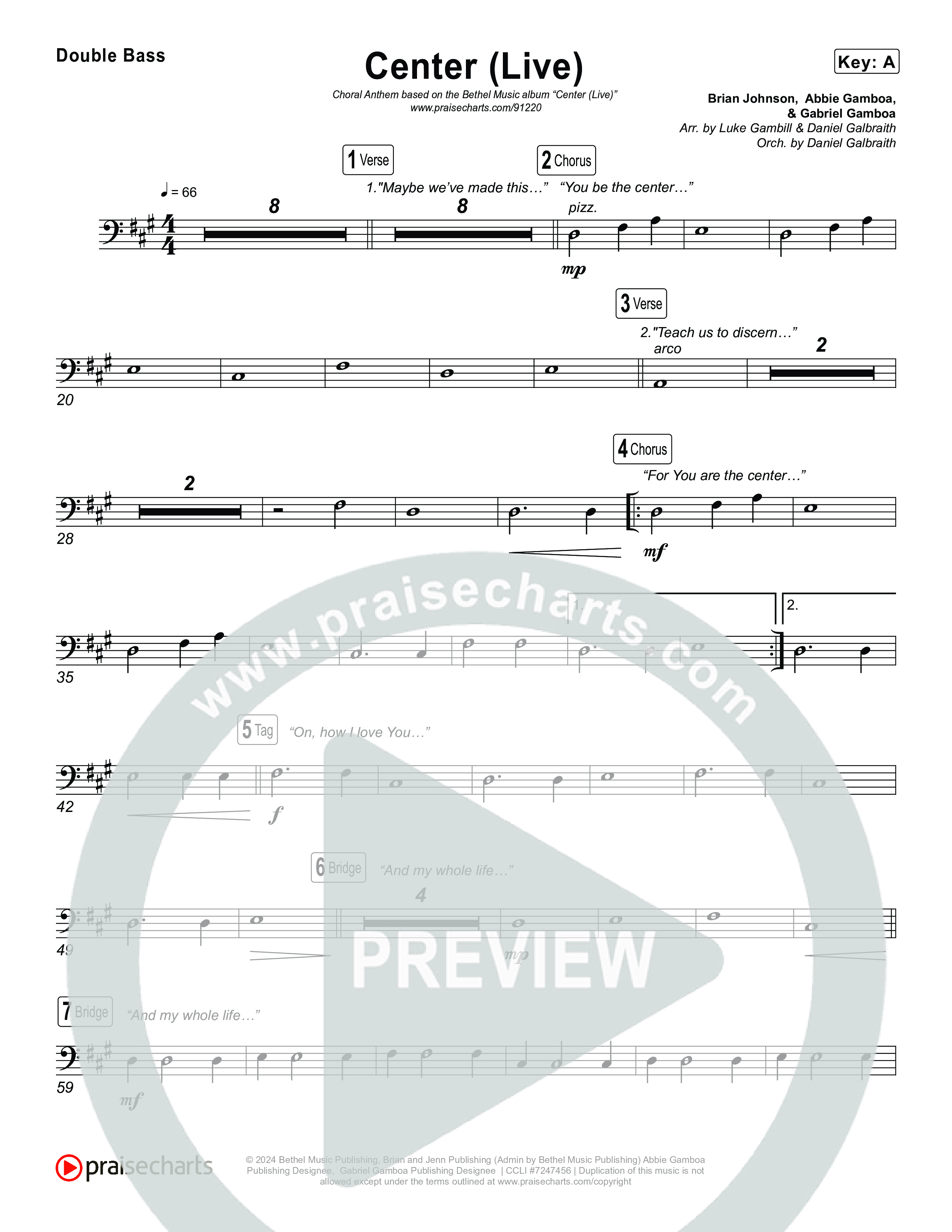 Center (Choral Anthem SATB) String Bass (Bethel Music / Abbie Gamboa / Arr. Luke Gambill)