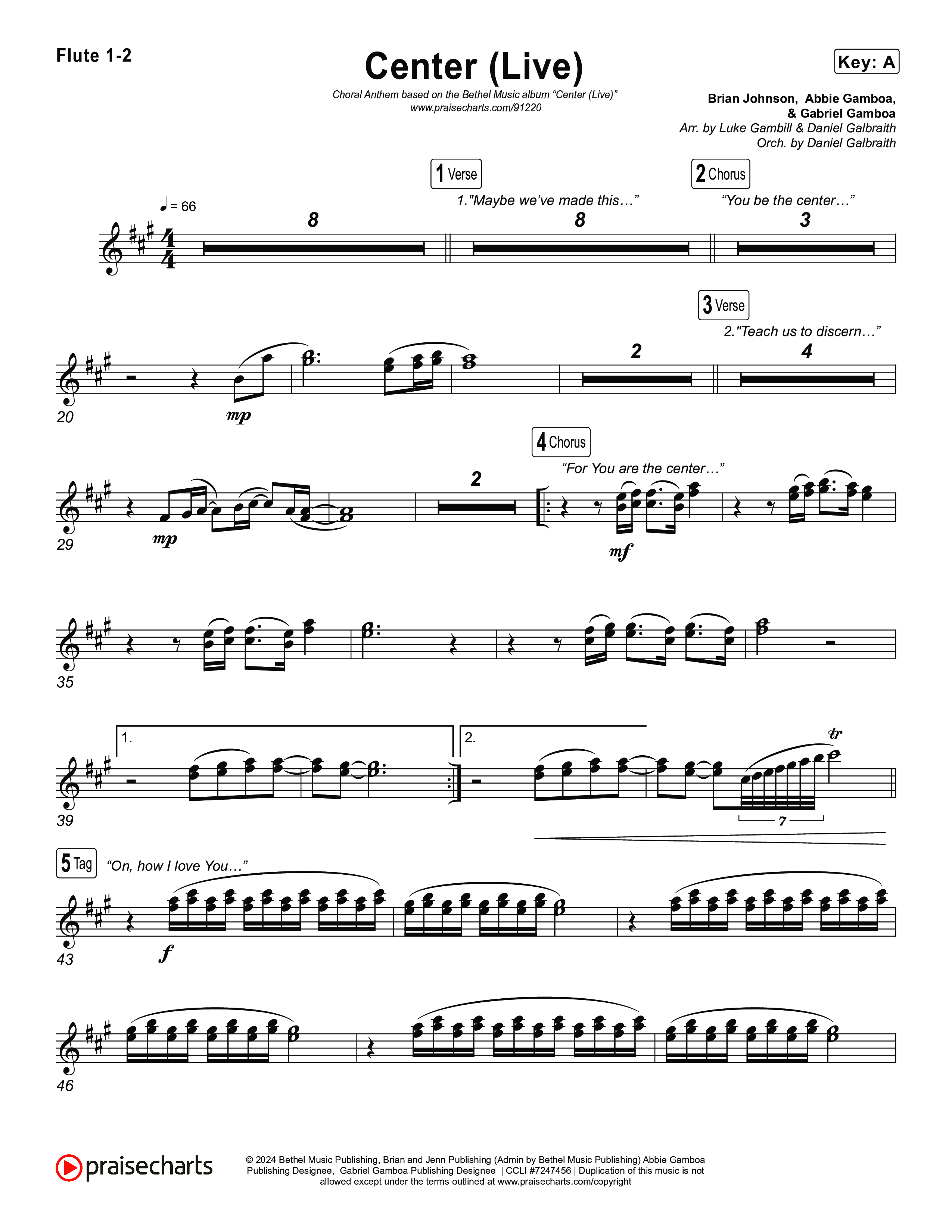 Center (Choral Anthem SATB) Wind Pack (Bethel Music / Abbie Gamboa / Arr. Luke Gambill)