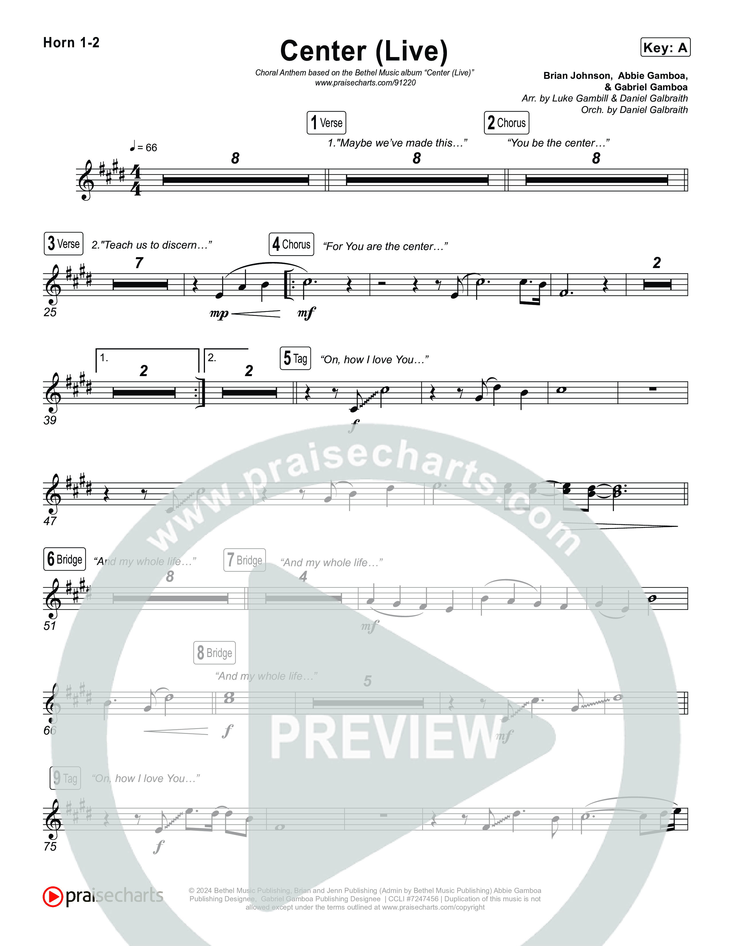 Center (Choral Anthem SATB) Brass Pack (Bethel Music / Abbie Gamboa / Arr. Luke Gambill)