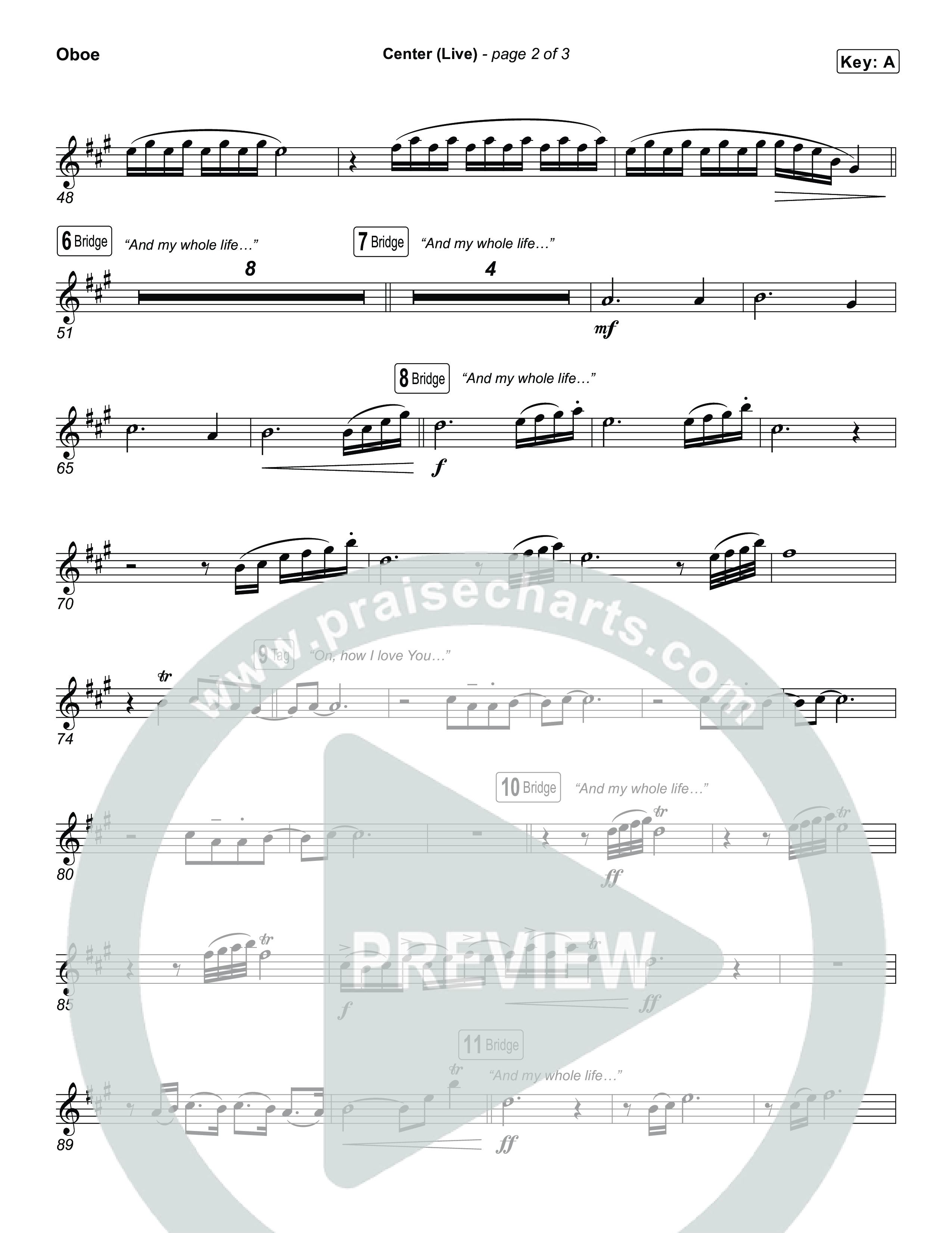 Center (Choral Anthem SATB) Oboe (Bethel Music / Abbie Gamboa / Arr. Luke Gambill)