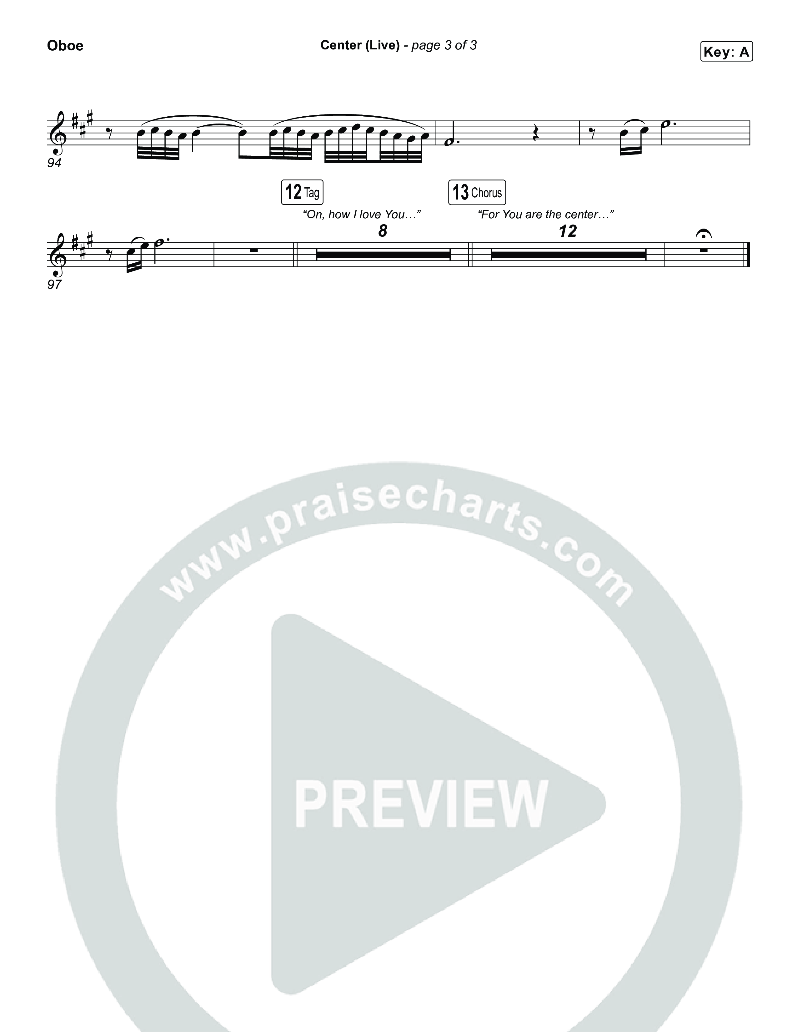 Center (Choral Anthem SATB) Oboe (Bethel Music / Abbie Gamboa / Arr. Luke Gambill)