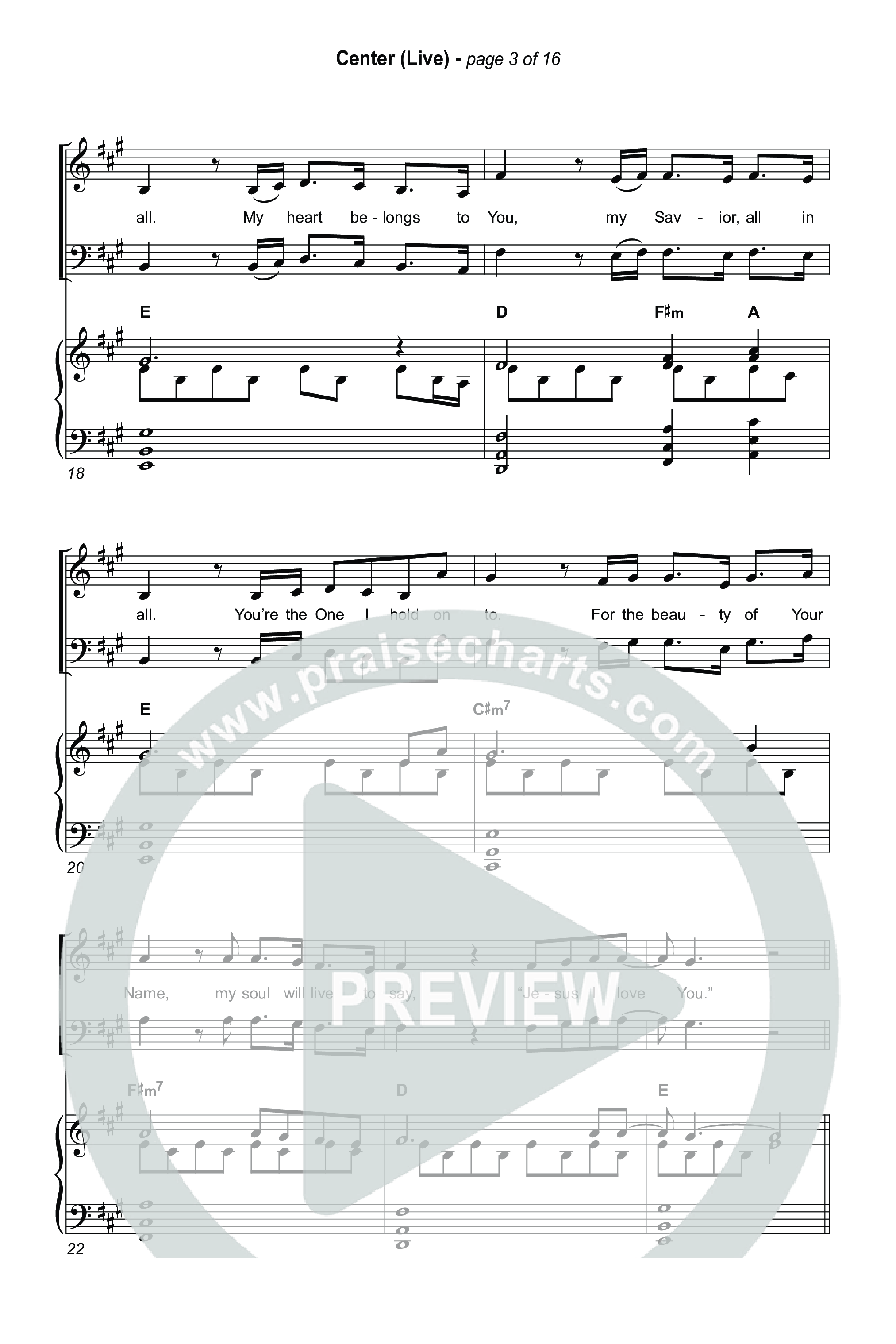 Center (Choral Anthem SATB) Octavo (SATB & Pno) (Bethel Music / Abbie Gamboa / Arr. Luke Gambill)